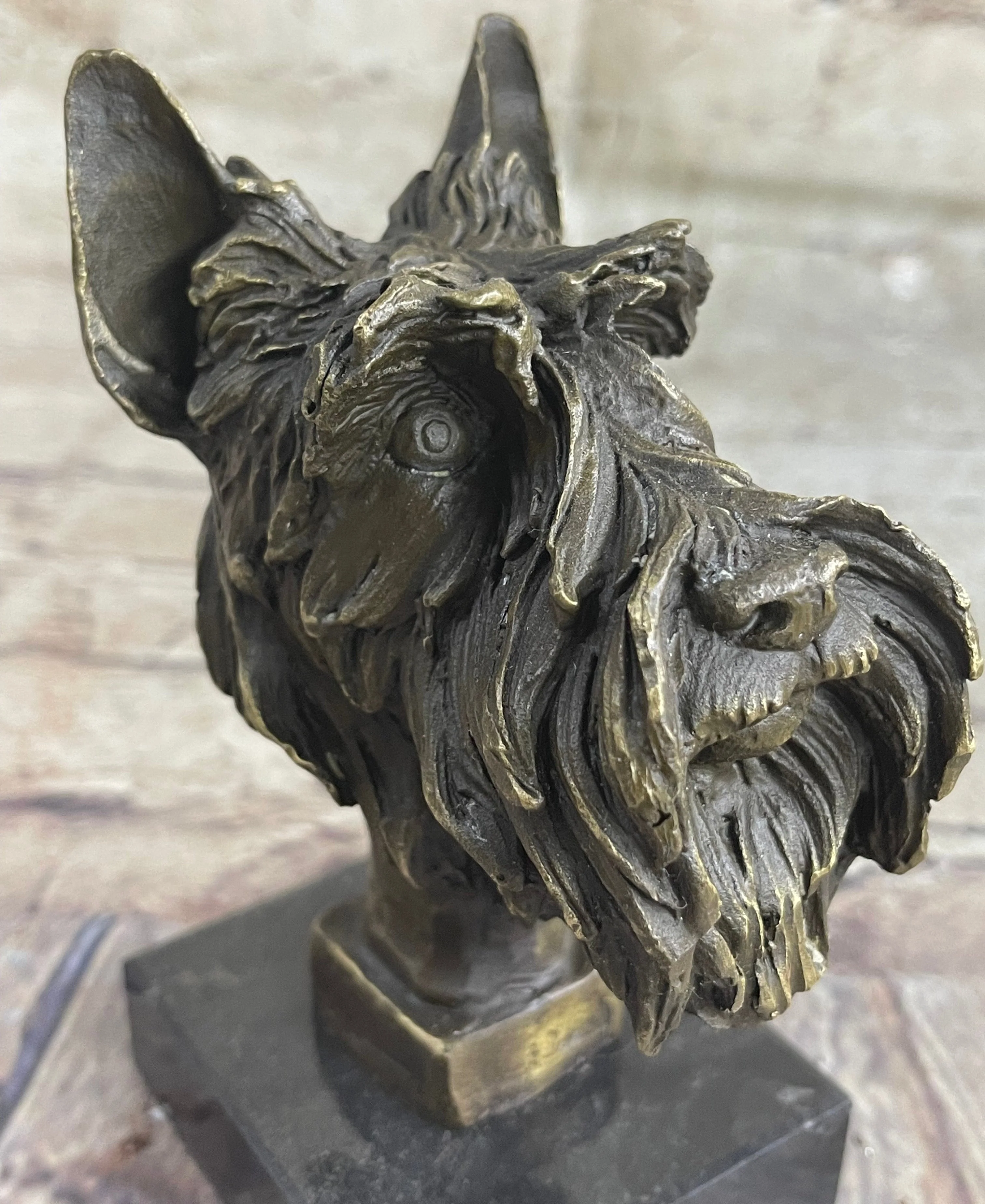 100% Solid Bronze Schnauzer Scottish Terrier Dog Animal Bookend Sculpture Figurine - Image 8