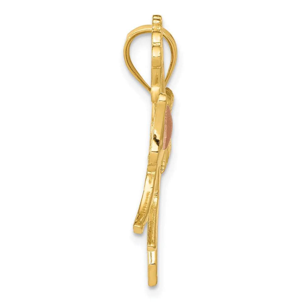 14 Two Tone Gold Prancing Horse with Pink Heart Pendant - Image 2