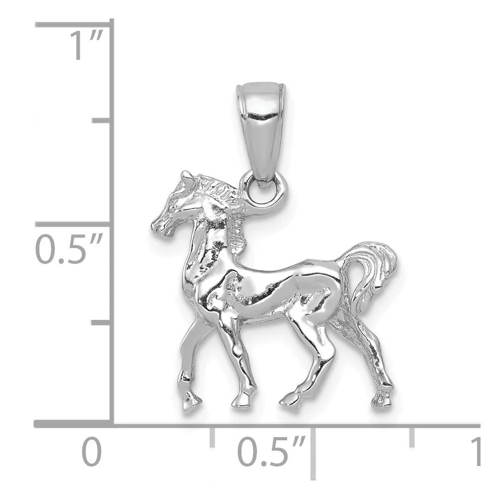 14k White Gold 3D Prancing Horse Pendant - Image 3