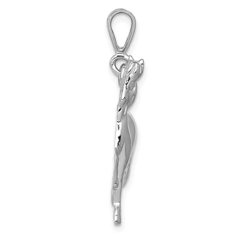 14k White Gold Polished Horse Pendant, 25mm - Image 2