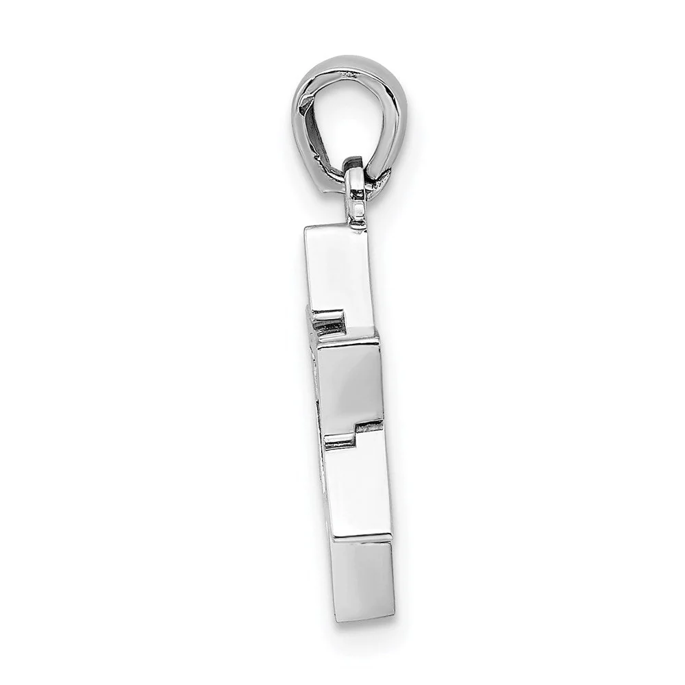 14k White Gold Star of David Pendant, 14mm - Image 2