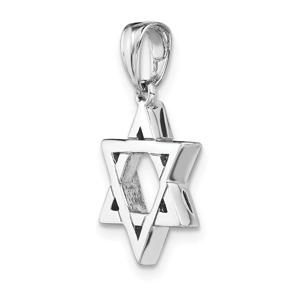 14k White Gold Star of David Pendant, 14mm - Image 3