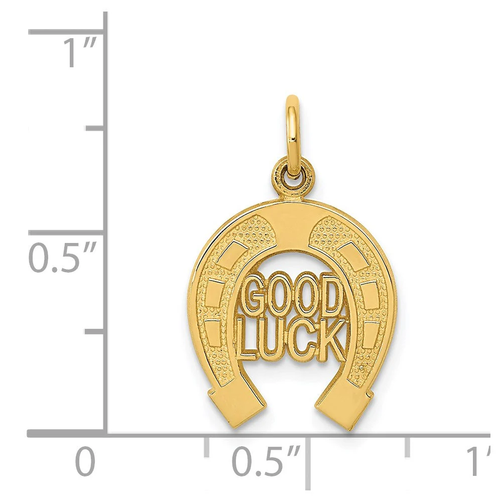 14k White or Yellow Gold Good Luck Horseshoe Charm or Pendant, 13mm - Image 10