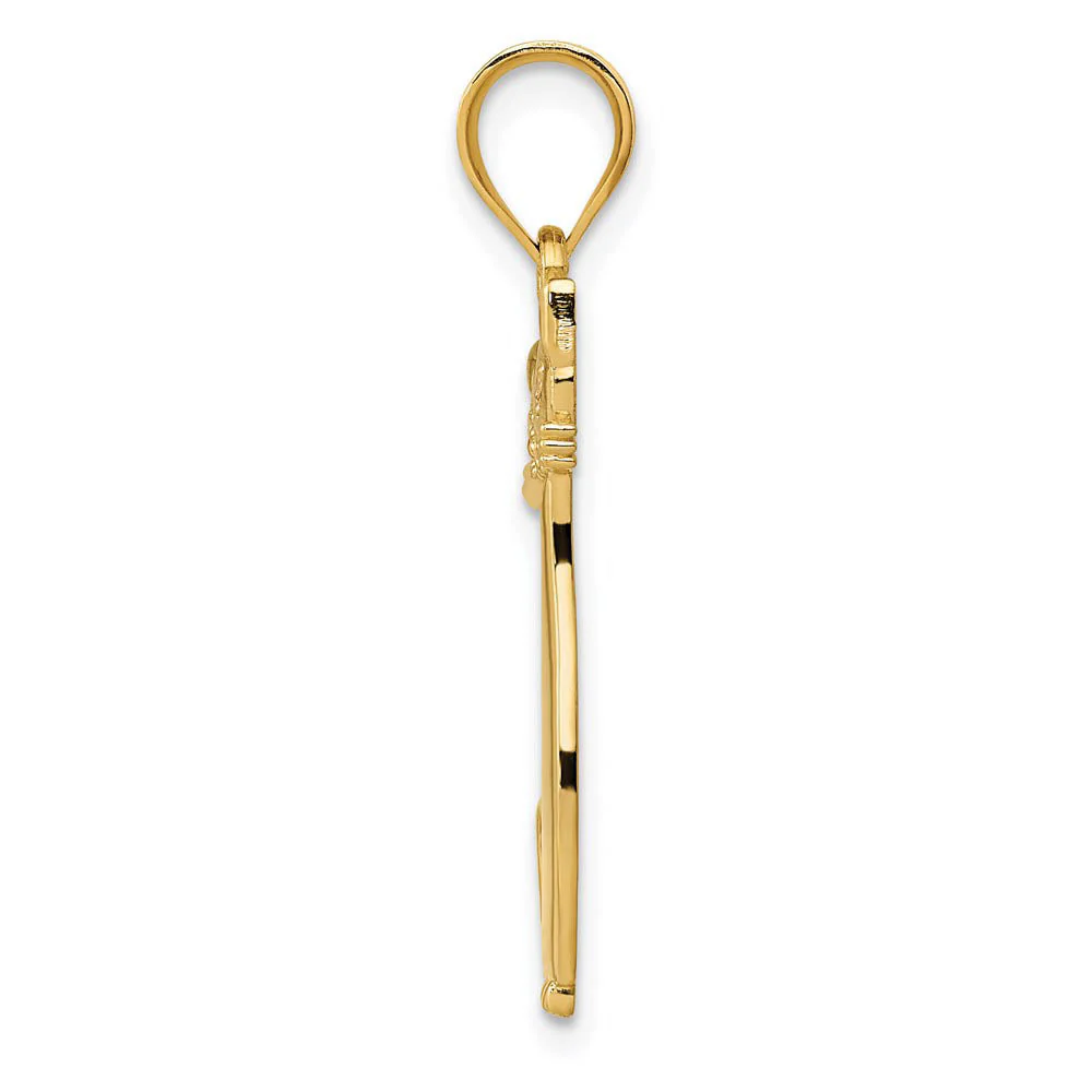 14k Yellow Gold & .01 Ctw (I-J, I2) Diamond Cat Pendant - Image 2