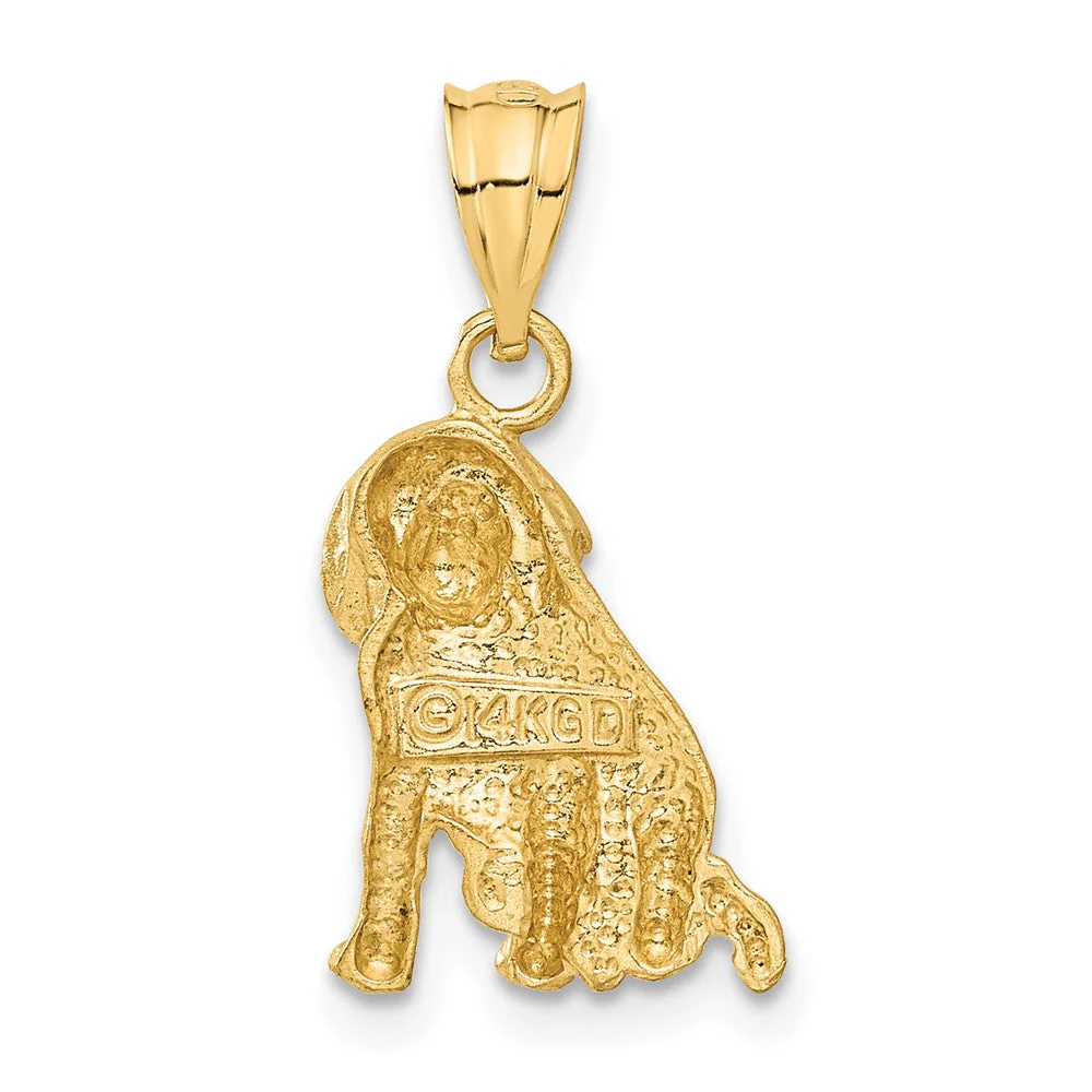 14k Yellow Gold 2D Satin and Diamond Cut Dog Pendant or Charm - Image 3