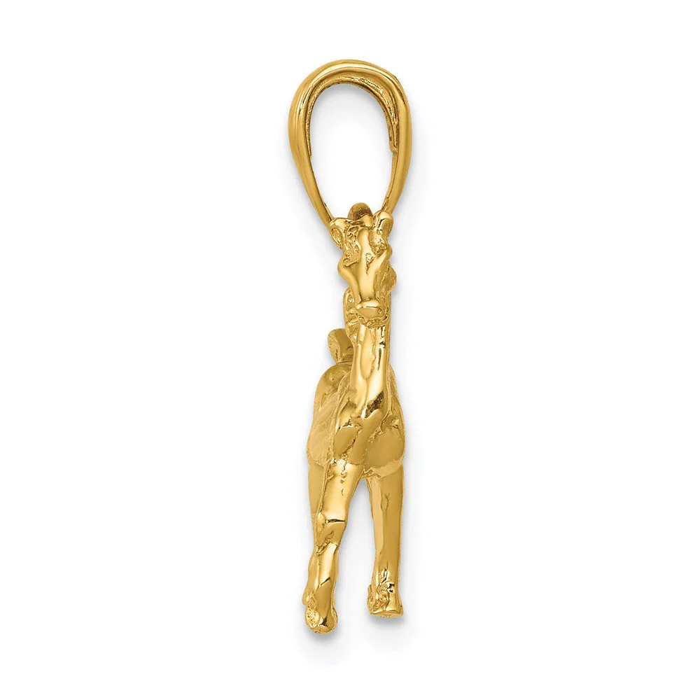 14k Yellow Gold 3D Small Walking Horse Pendant - Image 2