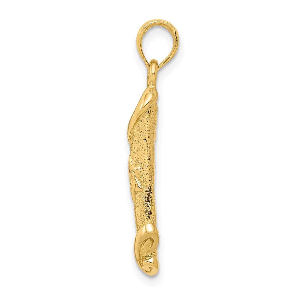 14k Yellow Gold 3D Torah with Star of David Pendant, 8 x 30mm - Image 2