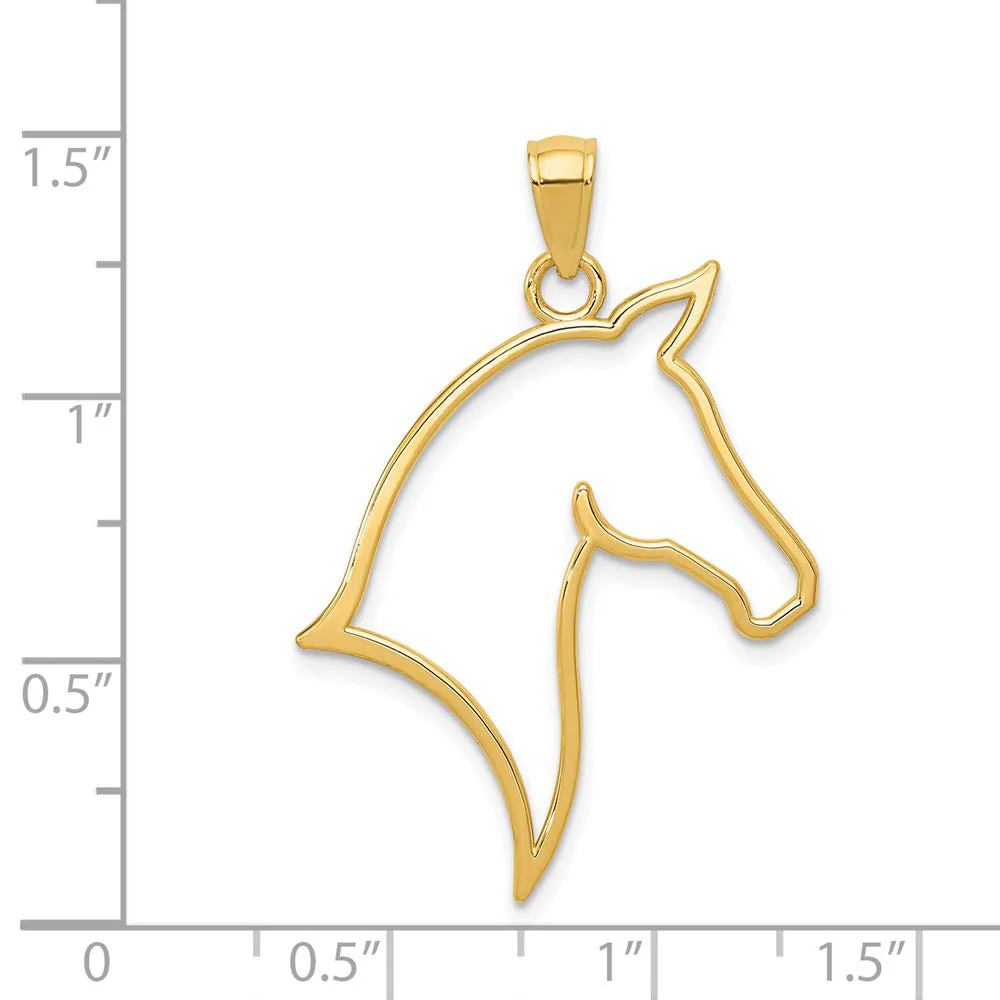 14k Yellow Gold Horse Head Silhouette Pendant - Image 2