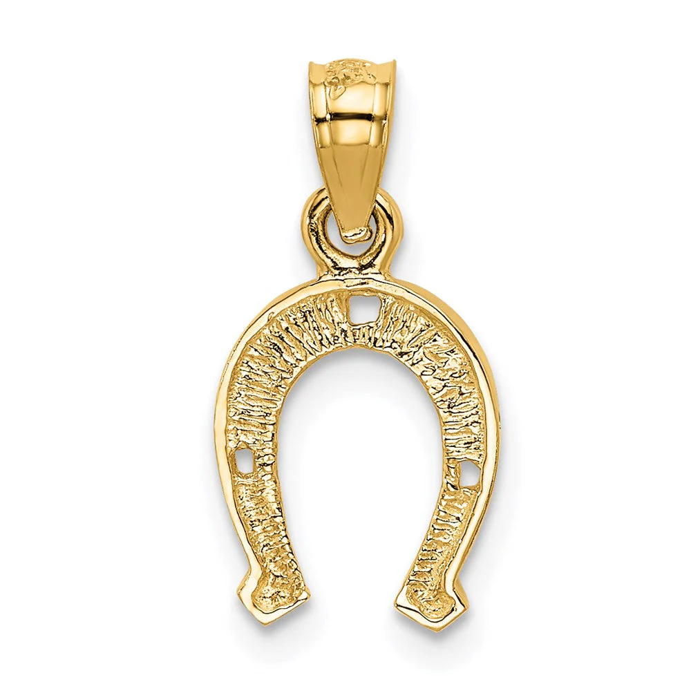 14k Yellow Gold Horse Shoe Pendant, 9mm - Image 3