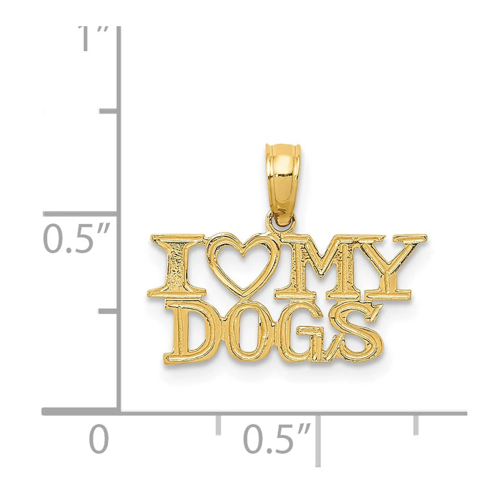 14k Yellow Gold I Heart My Dogs Polished Pendant - Image 4