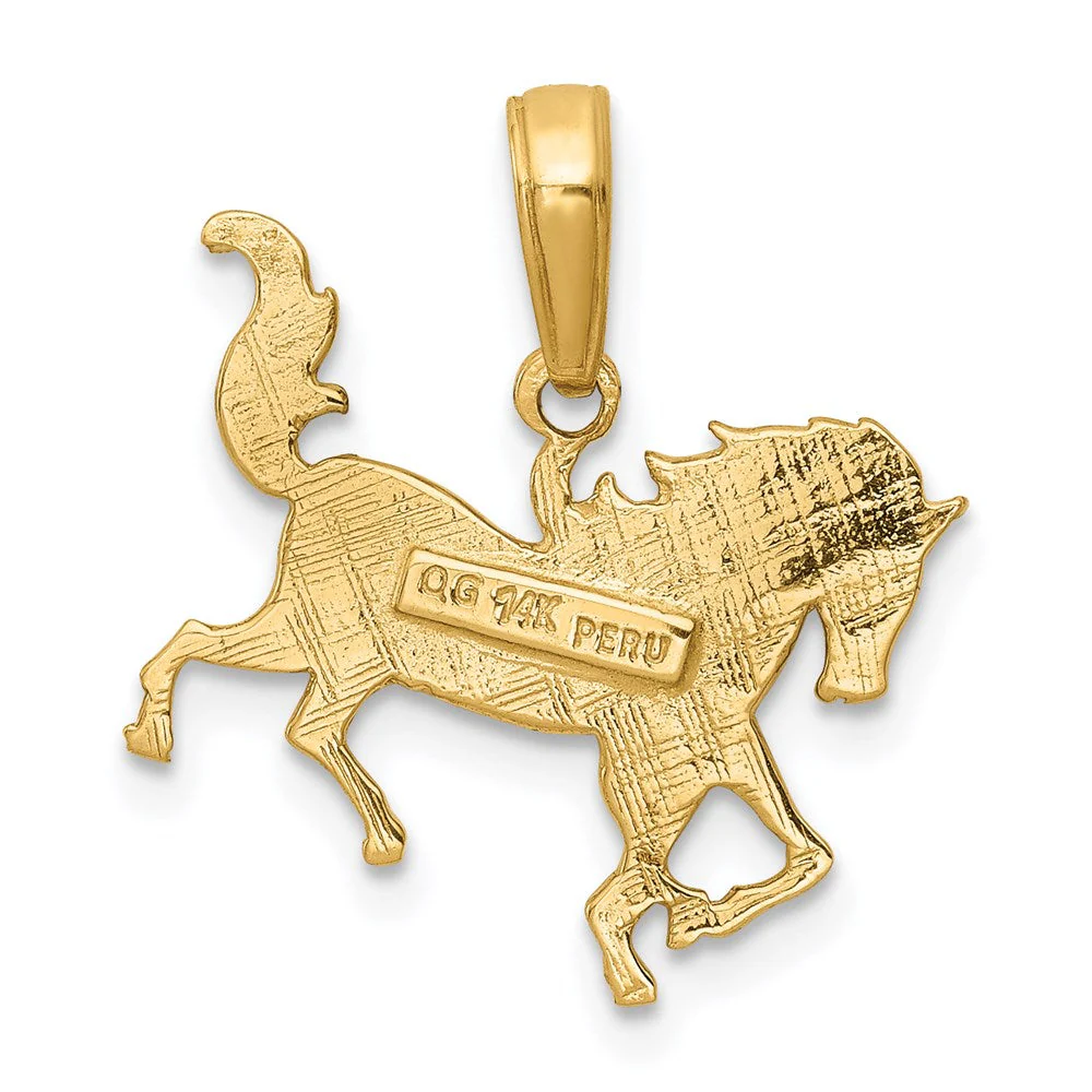 14k Yellow Gold Ornate Horse Pendant, 17mm - Image 3