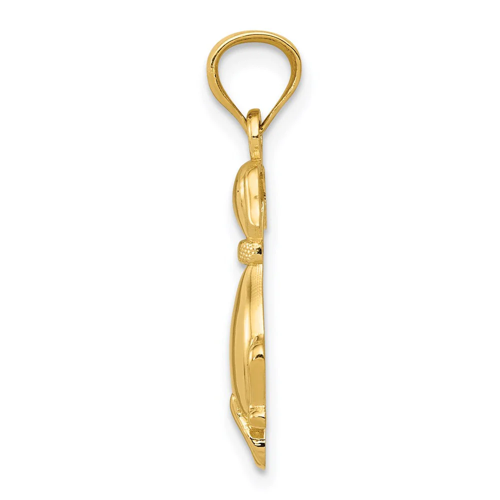 14k Yellow Gold Polished 2D Sitting Dog Pendant, 8 x 23mm - Image 2