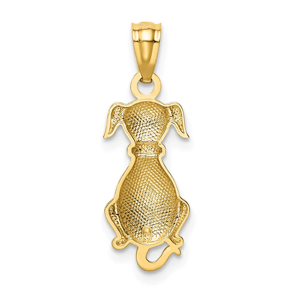 14k Yellow Gold Polished 2D Sitting Dog Pendant, 8 x 23mm - Image 3