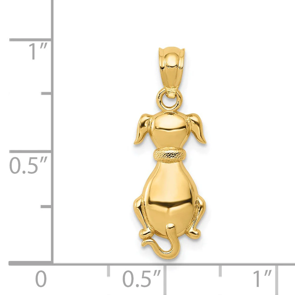 14k Yellow Gold Polished 2D Sitting Dog Pendant, 8 x 23mm - Image 4