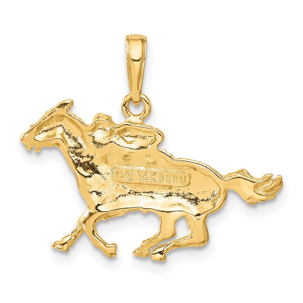 14k Yellow Gold Race Horse and Jockey Pendant - Image 3