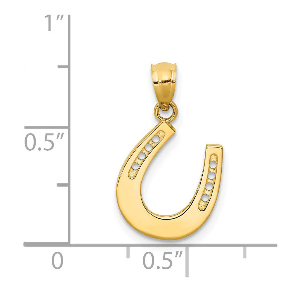 14k Yellow Gold Reversible Horseshoe Pendant, 13 x 20mm - Image 3