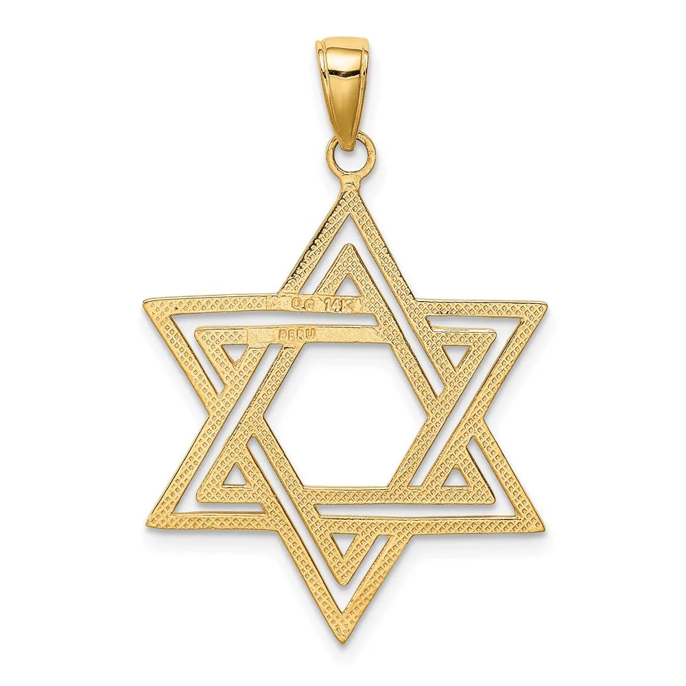 14k Yellow Gold Satin Star of David Pendant - Image 3