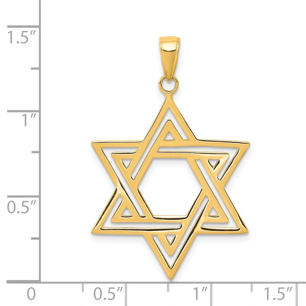 14k Yellow Gold Satin Star of David Pendant - Image 4