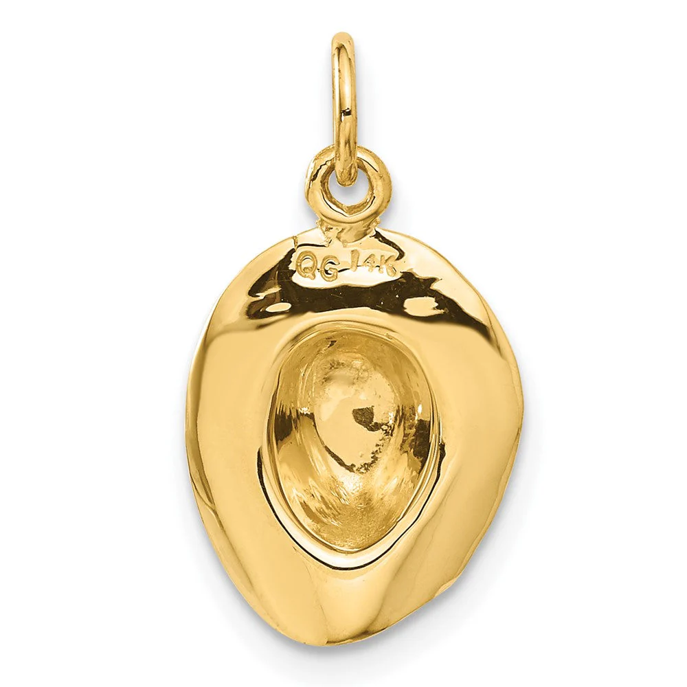 14k Yellow Gold Simple Cowboy Hat Necklace - Image 5