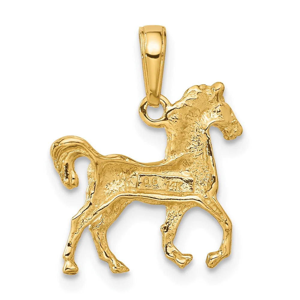 14k Yellow Gold Small Walking Horse Pendant - Image 3