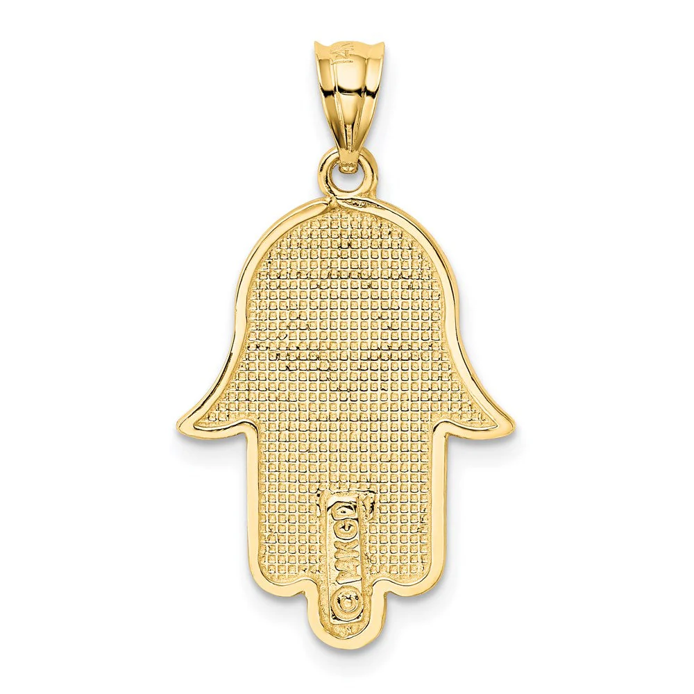 14k Yellow Gold Star of David Hamsa Pendant, 18 x 26mm - Image 3