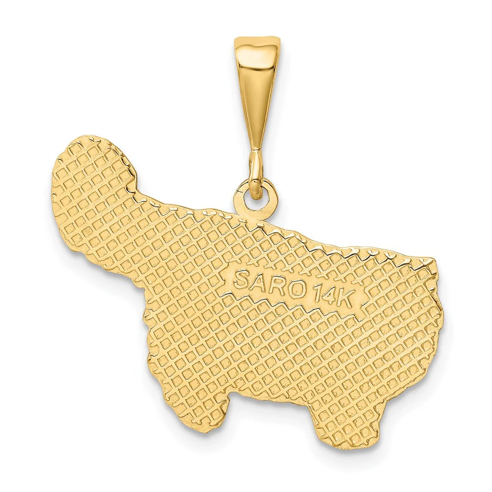 14k Yellow Gold Textured Persian Cat Pendant - Image 3