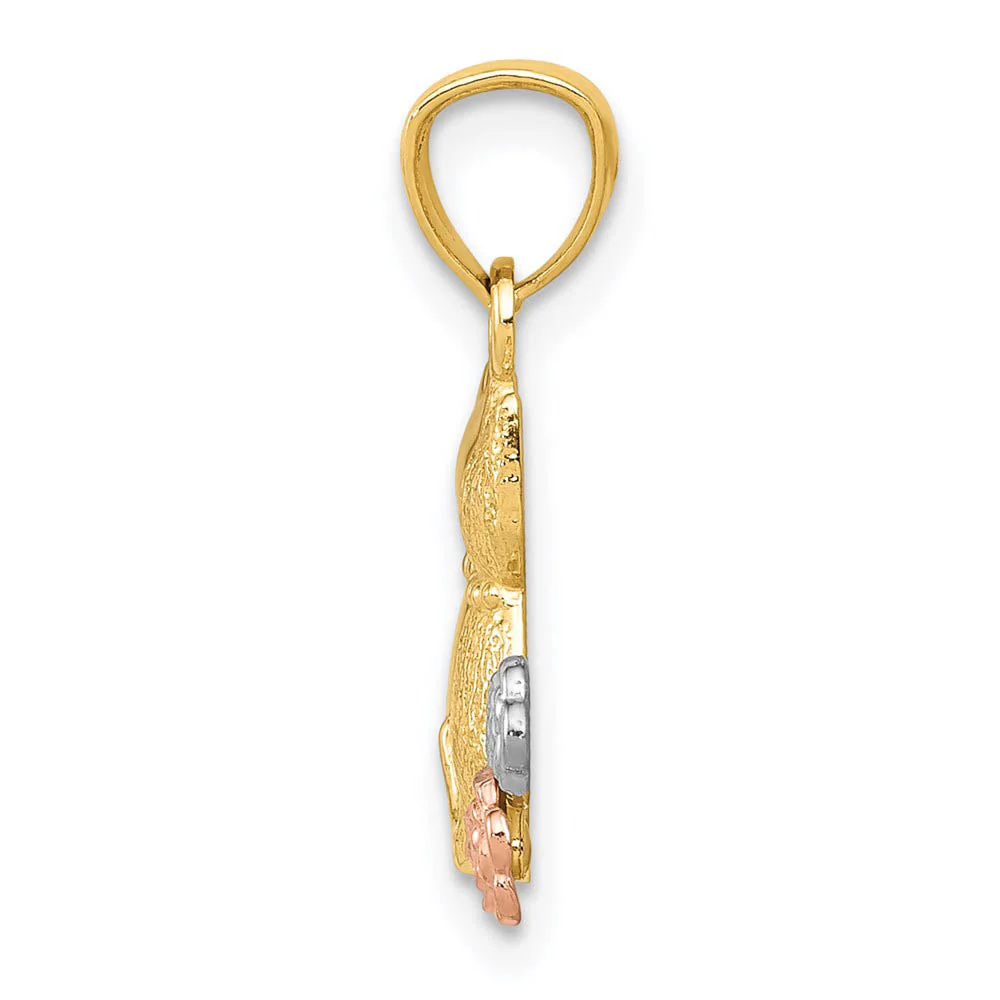 14k Yellow & Rose Gold with White Rhodium Double Cat Pendant - Image 2