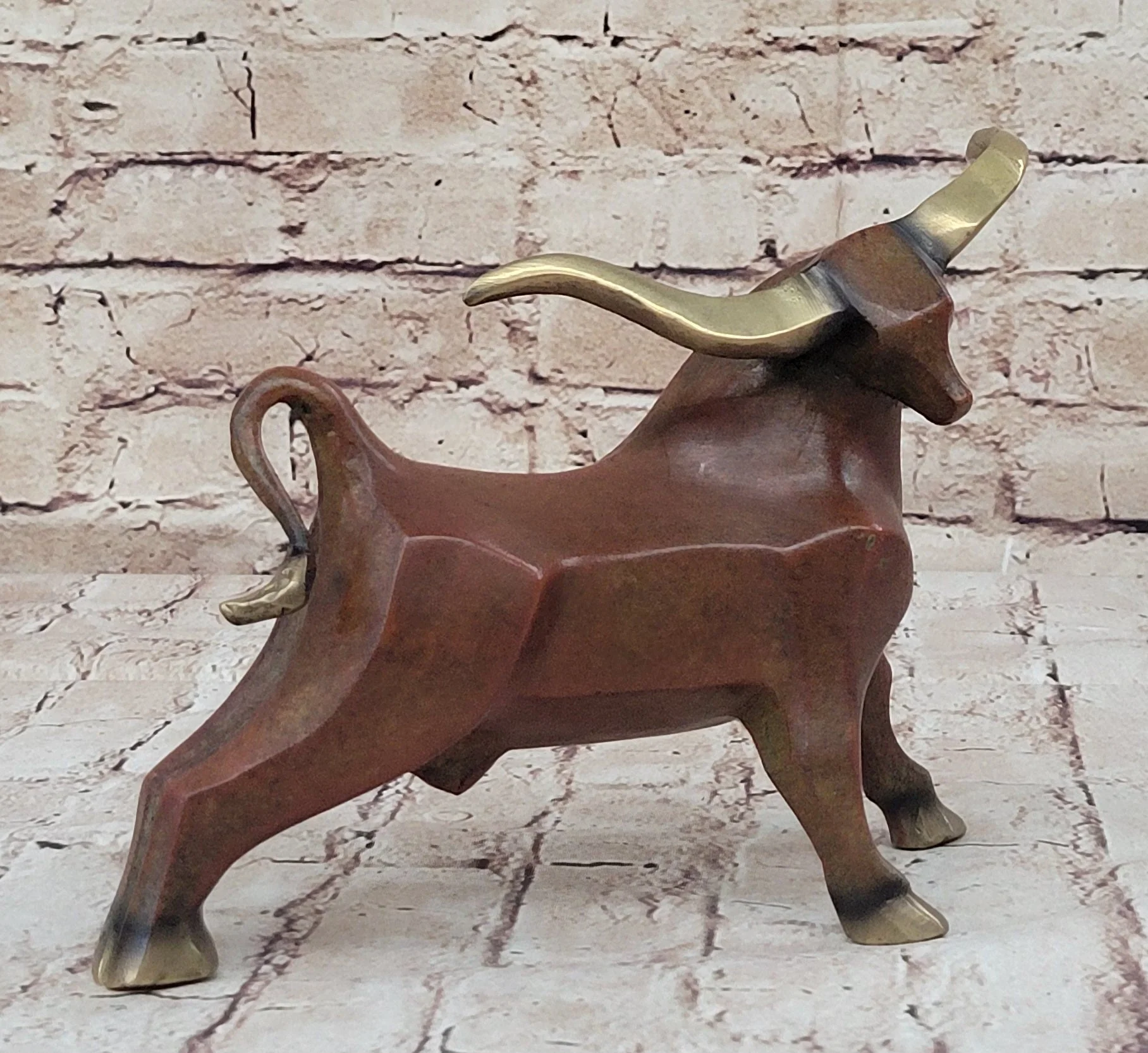 Abstract Bronze Metal Longhorn Cattle Bull Sculpture Statue Figurine Signed & Numbered Art - Image 5