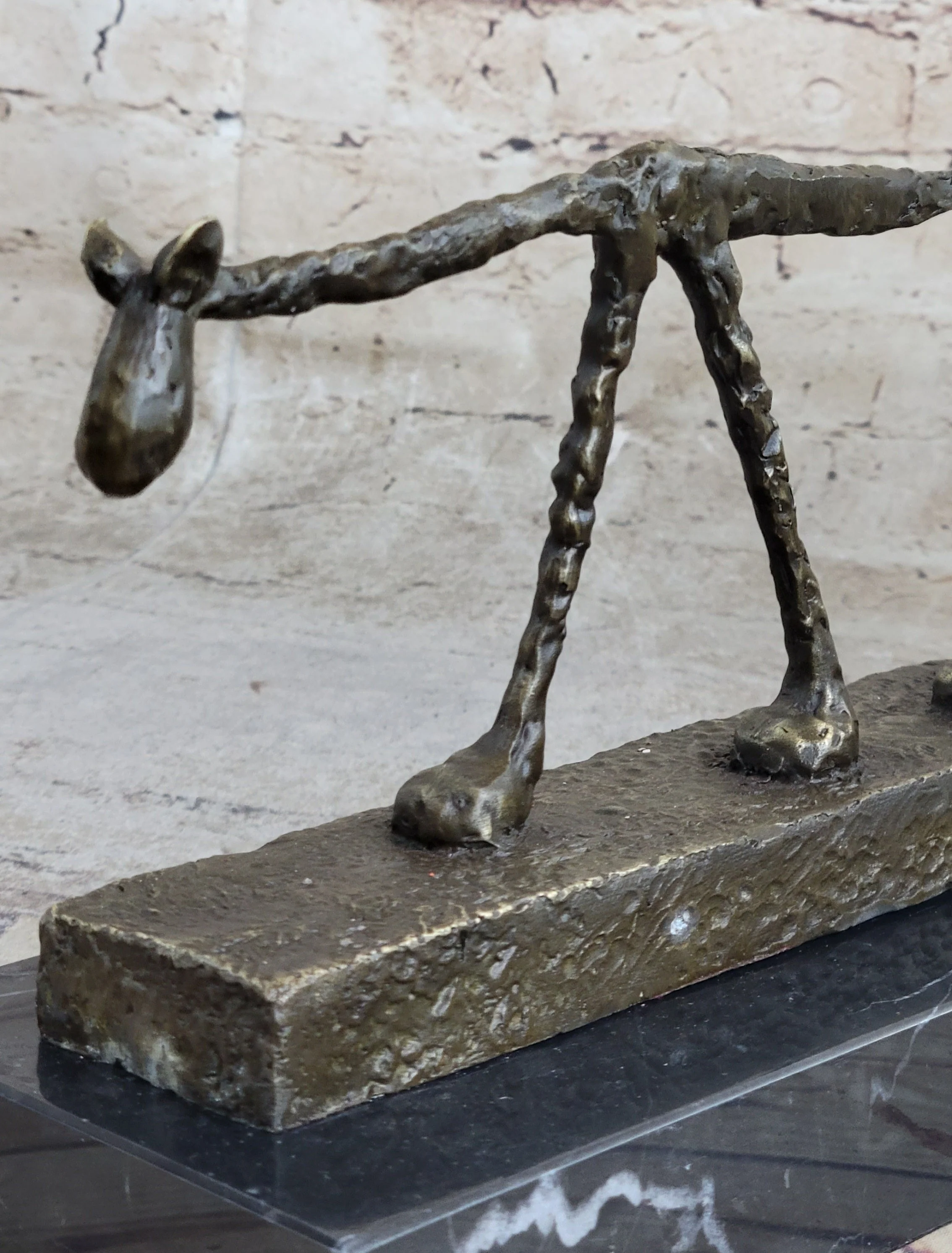 Abstract Cat Bronze Statue Sculpture by Alberto Giacometti Marble Base 6" x 15" - Image 8