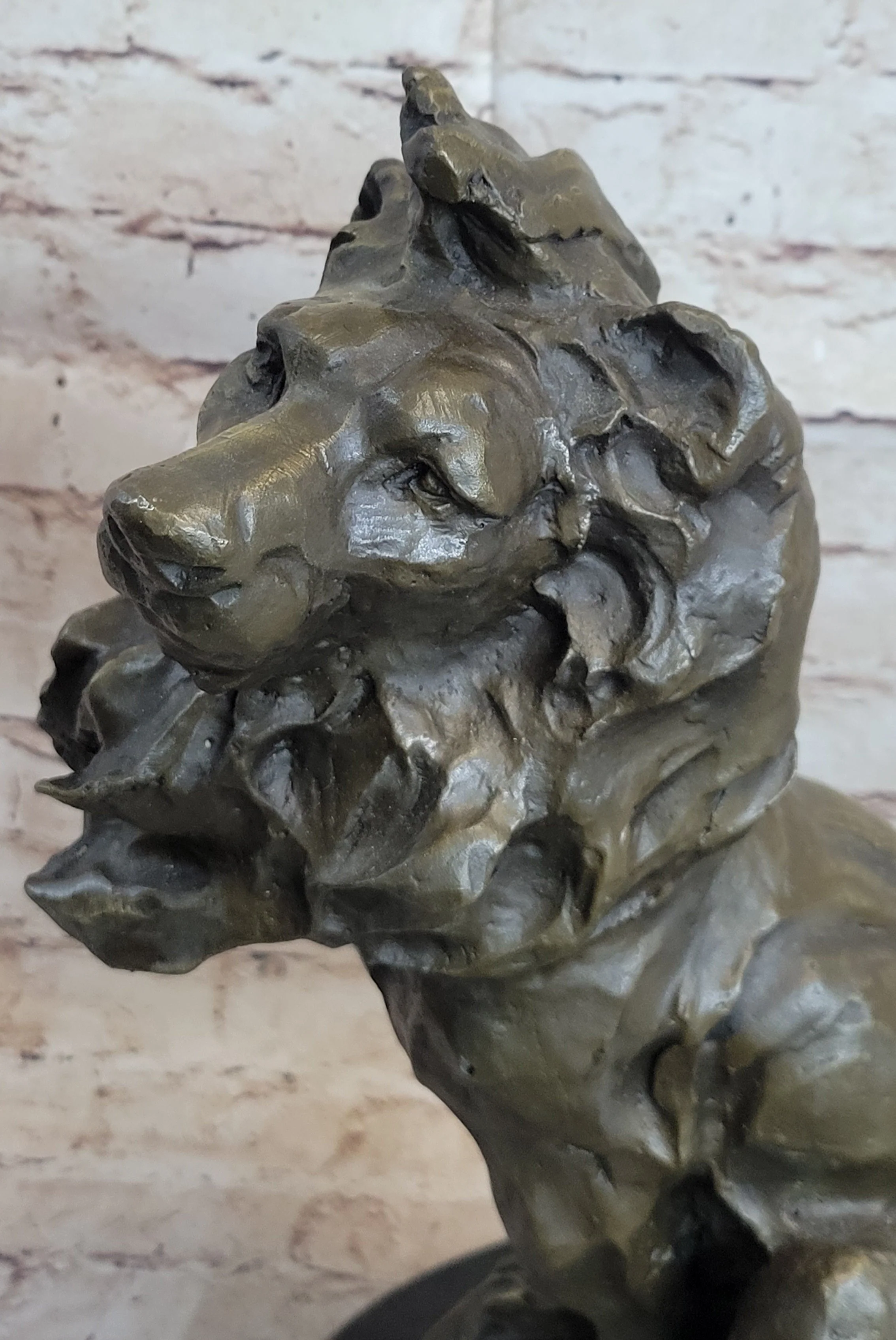 Abstract Crude Lion King Bronze Statue Sculpture Original Art on Marble Base - Image 7