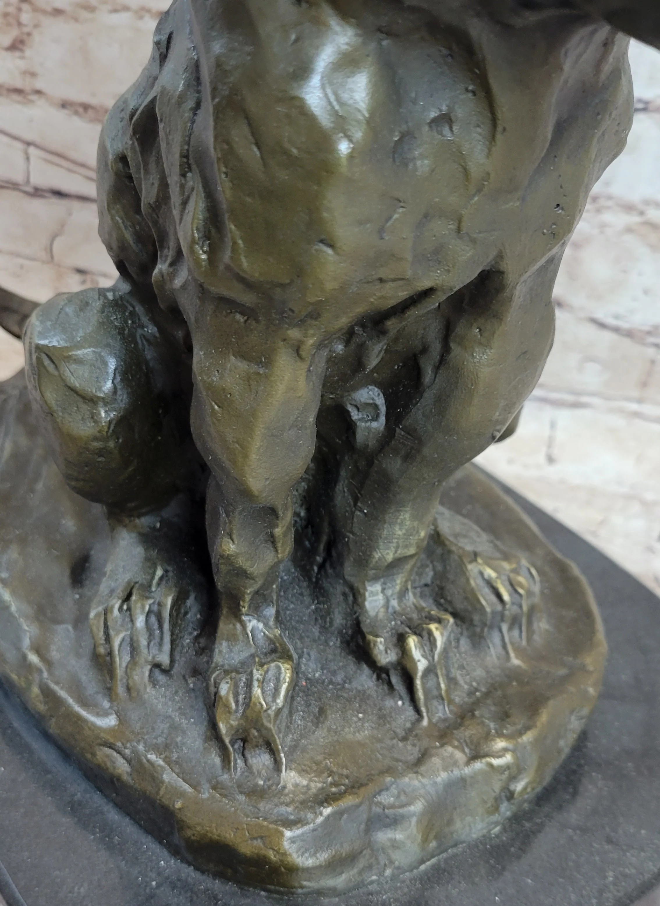 Abstract Crude Lion King Bronze Statue Sculpture Original Art on Marble Base - Image 9