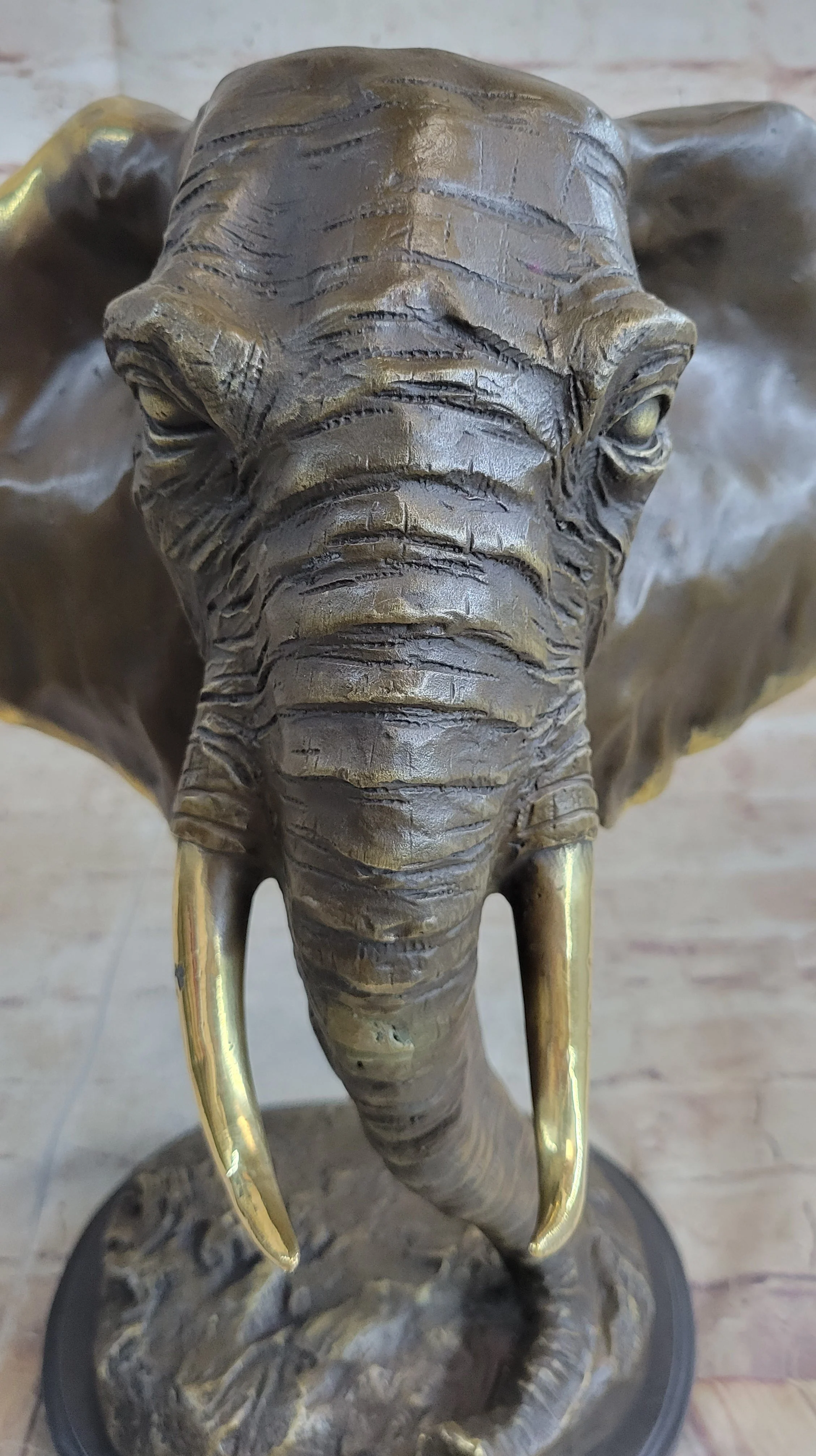 Abstract Floating Elephant Head Bust Bronze Sculpture Statue Art Africa - Image 6