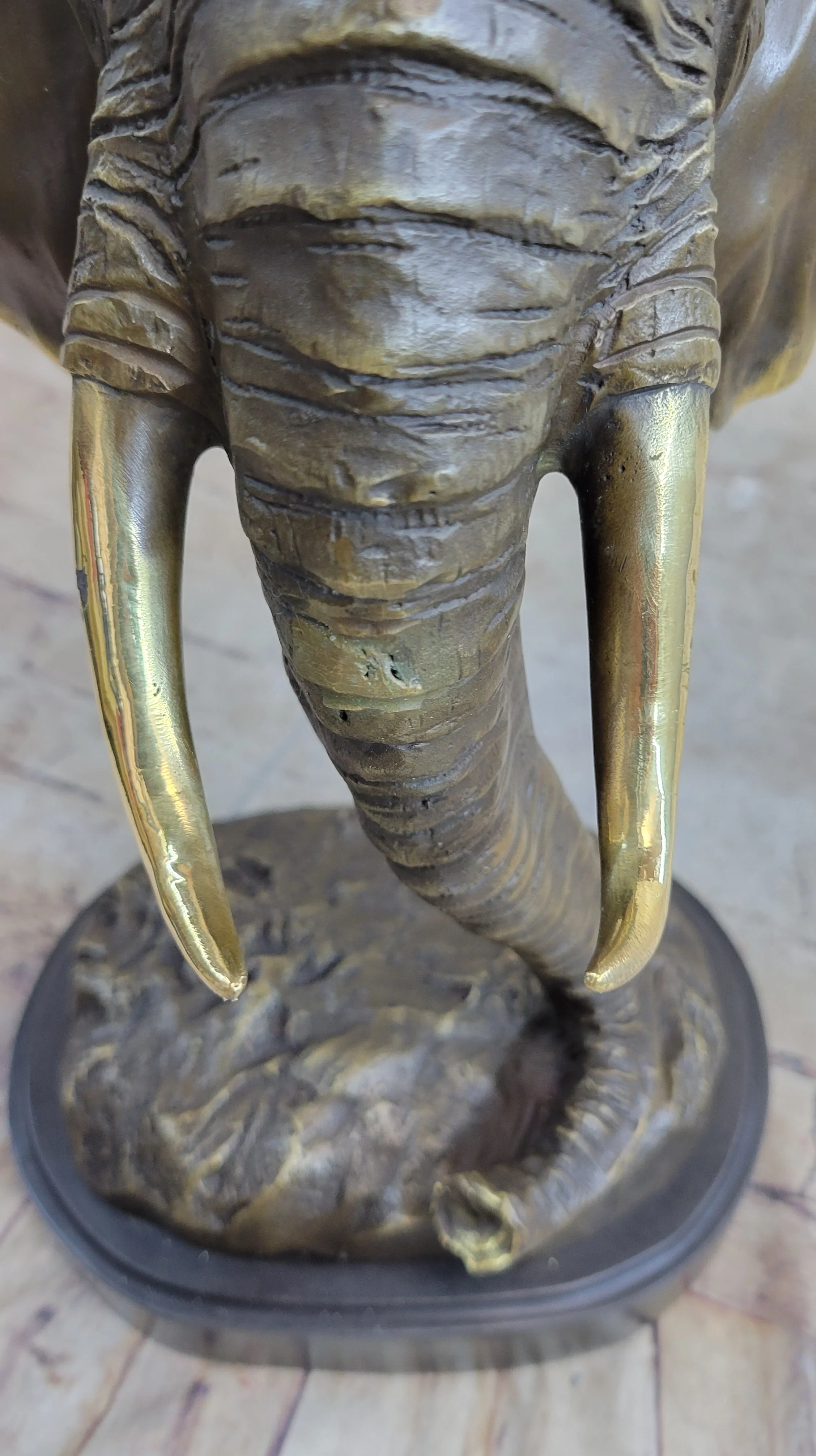 Abstract Floating Elephant Head Bust Bronze Sculpture Statue Art Africa - Image 8