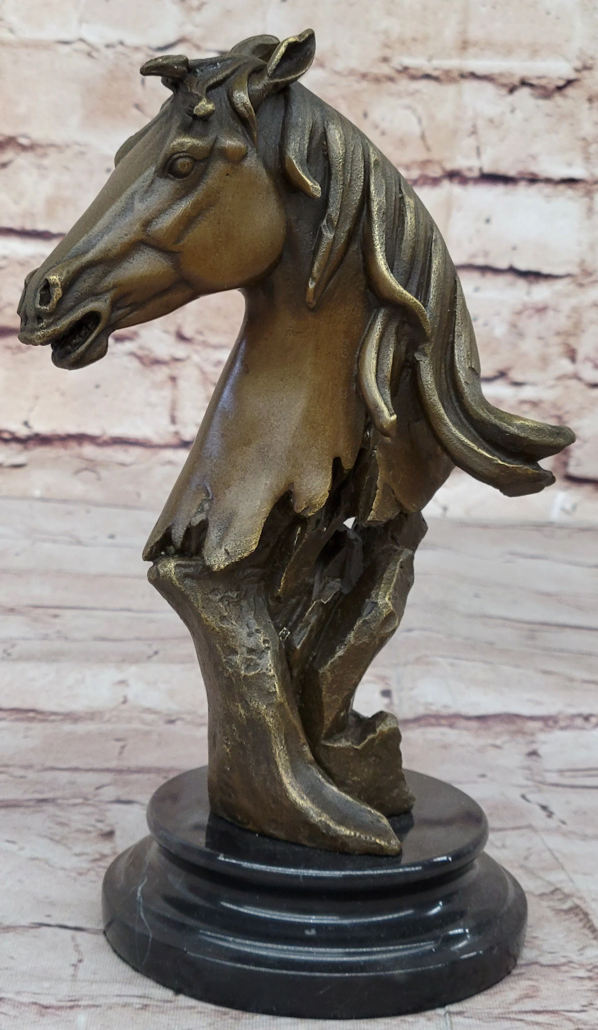 Abstract Modern Art Horse Head Bust Bronze Statue Sculpture Marble Base Figurine - Image 10