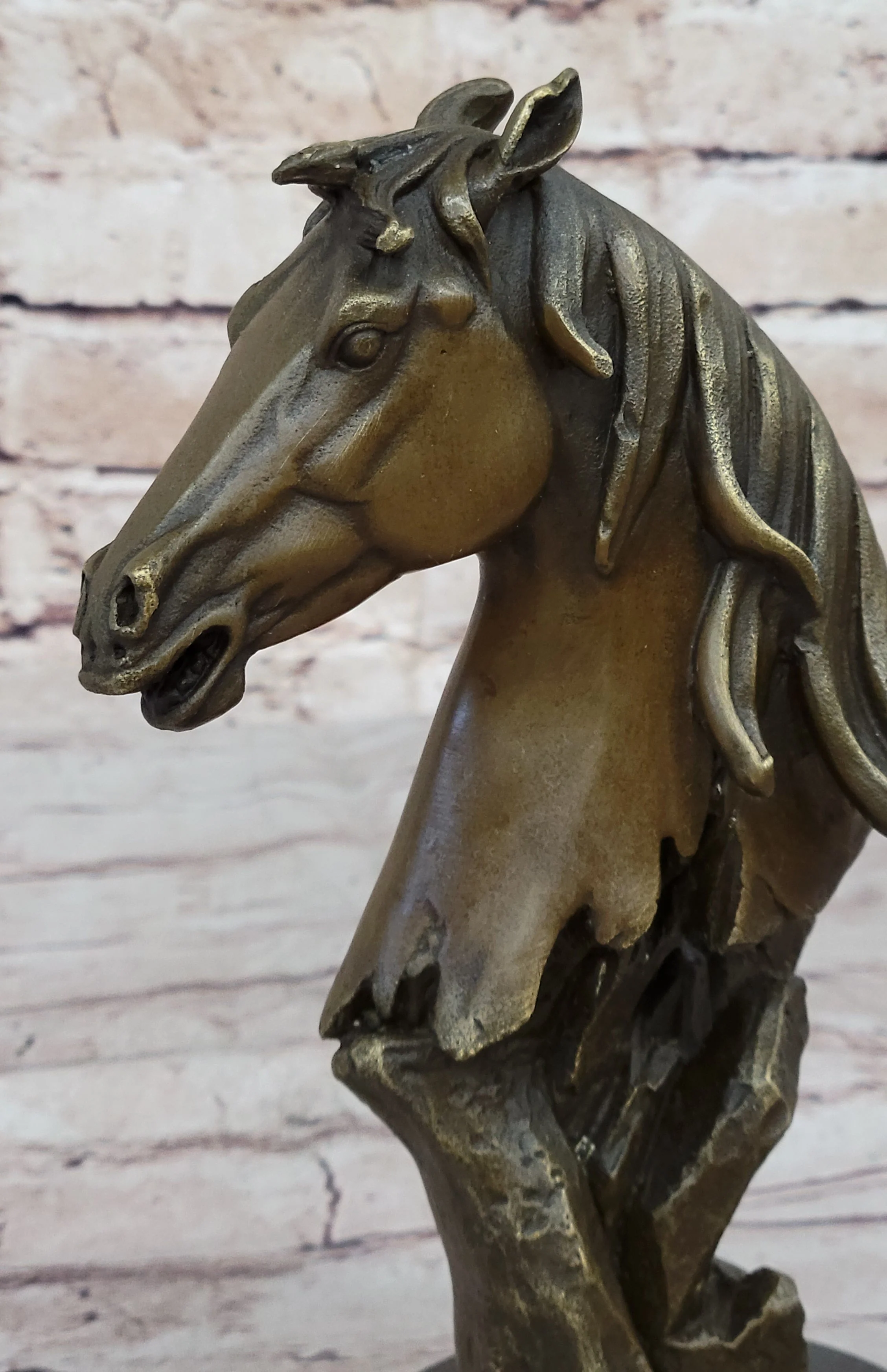 Abstract Modern Art Horse Head Bust Bronze Statue Sculpture Marble Base Figurine - Image 5