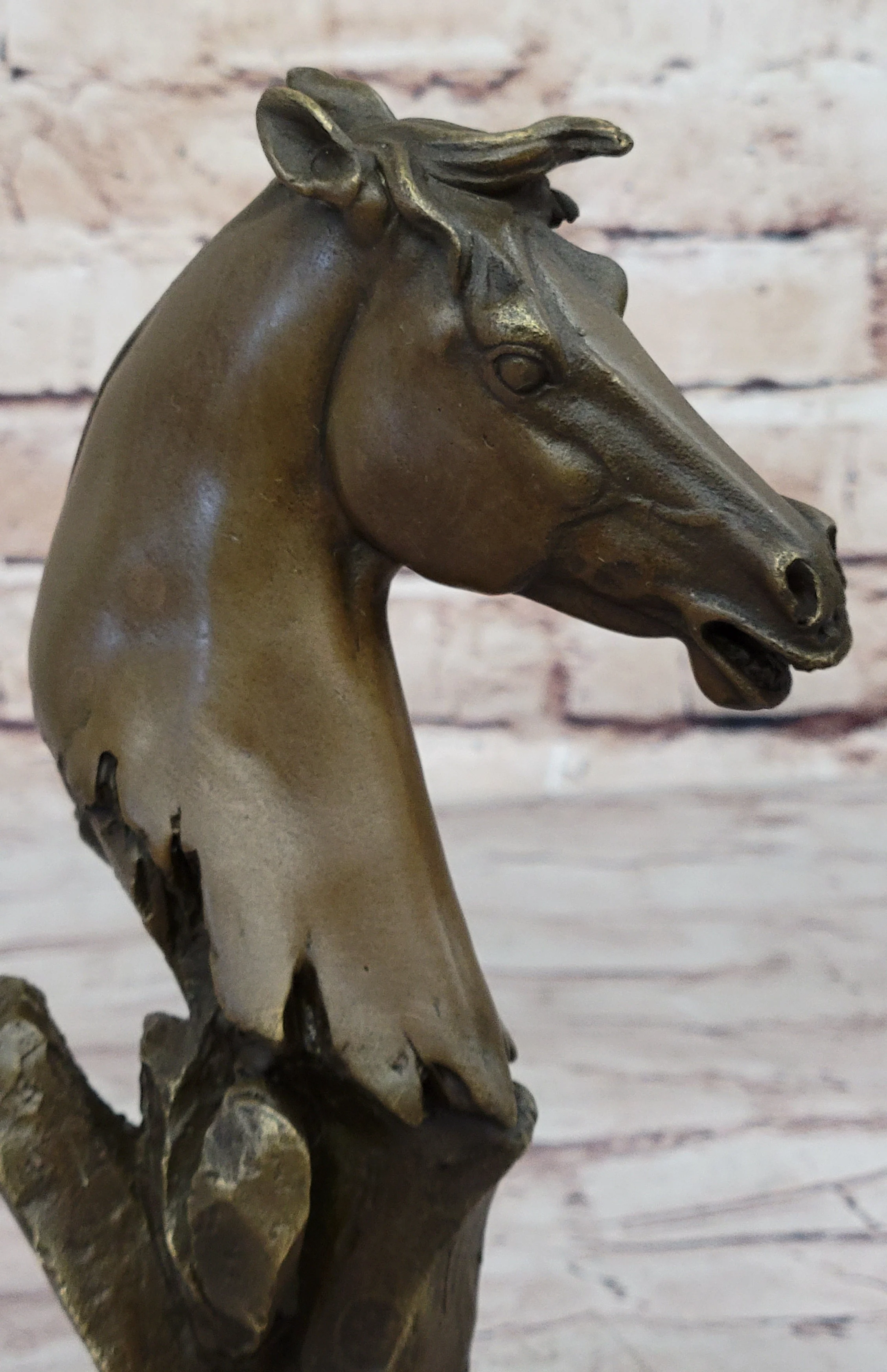 Abstract Modern Art Horse Head Bust Bronze Statue Sculpture Marble Base Figurine - Image 6