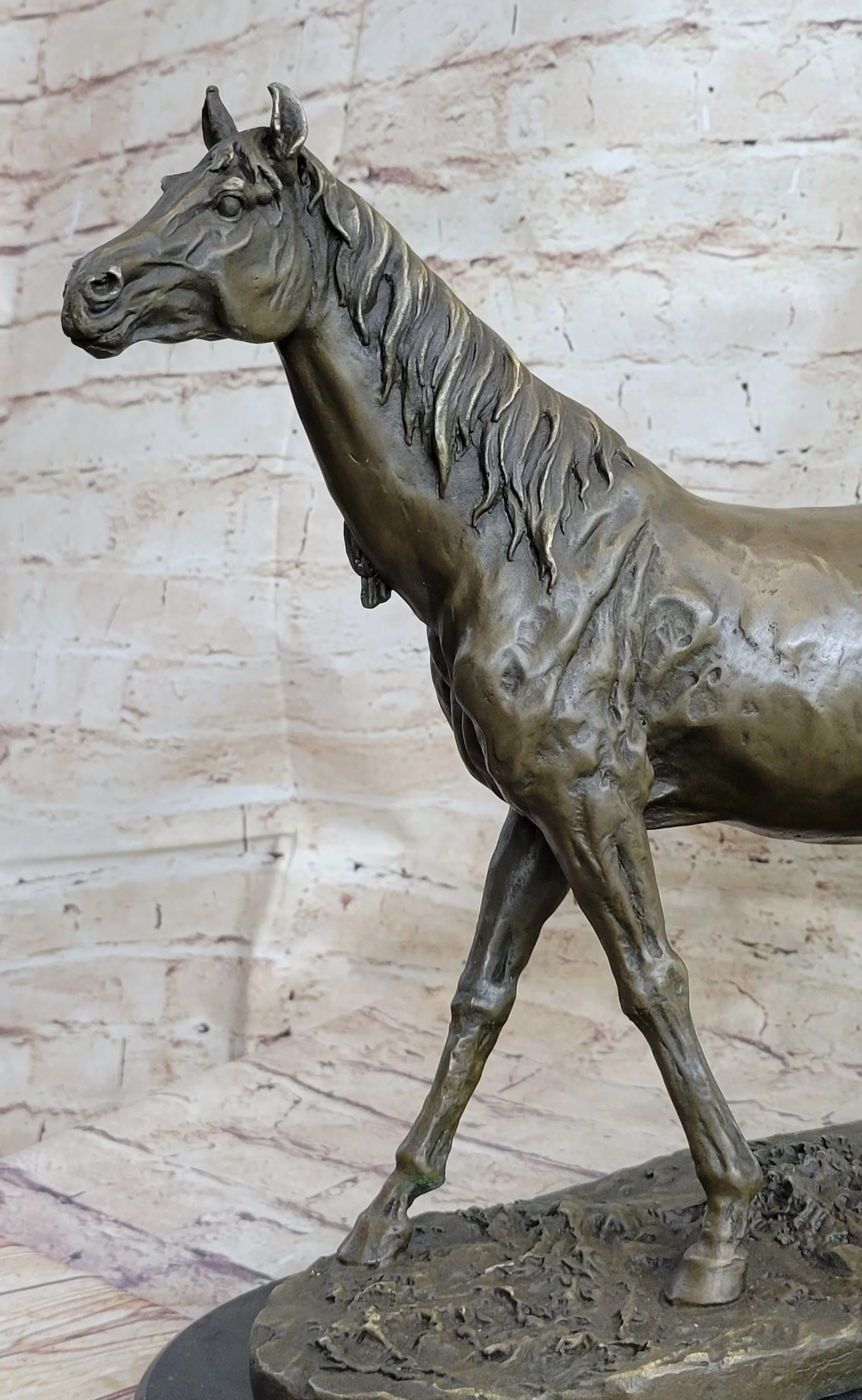 Abstract Modern Art Stallion Racing Horse Trophy Bronze Sculpture By Mene Figure - Image 6