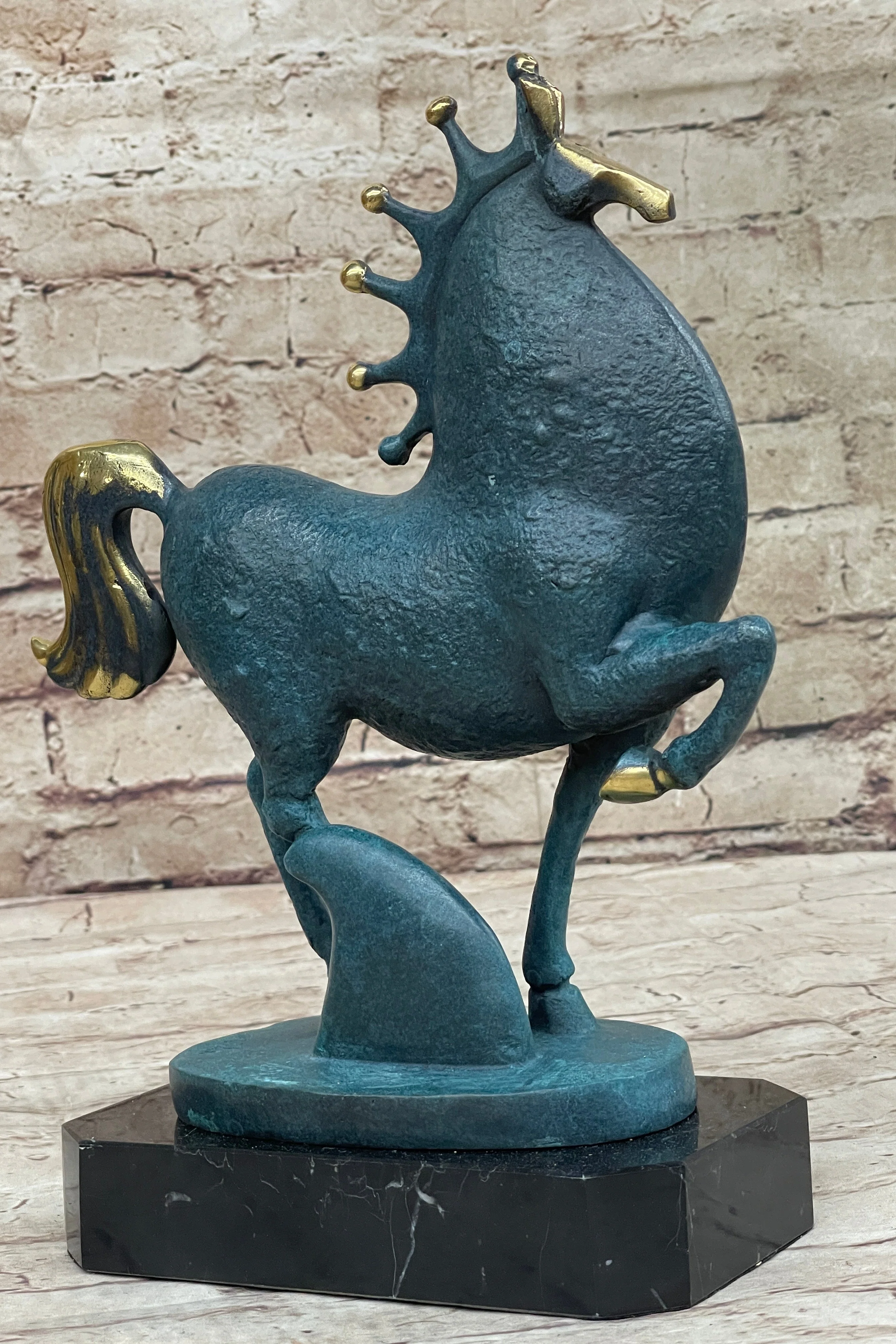 Abstract Modern Artwork Tang Horse Bronze Sculpture Marble Base Figurine Figure - Image 3
