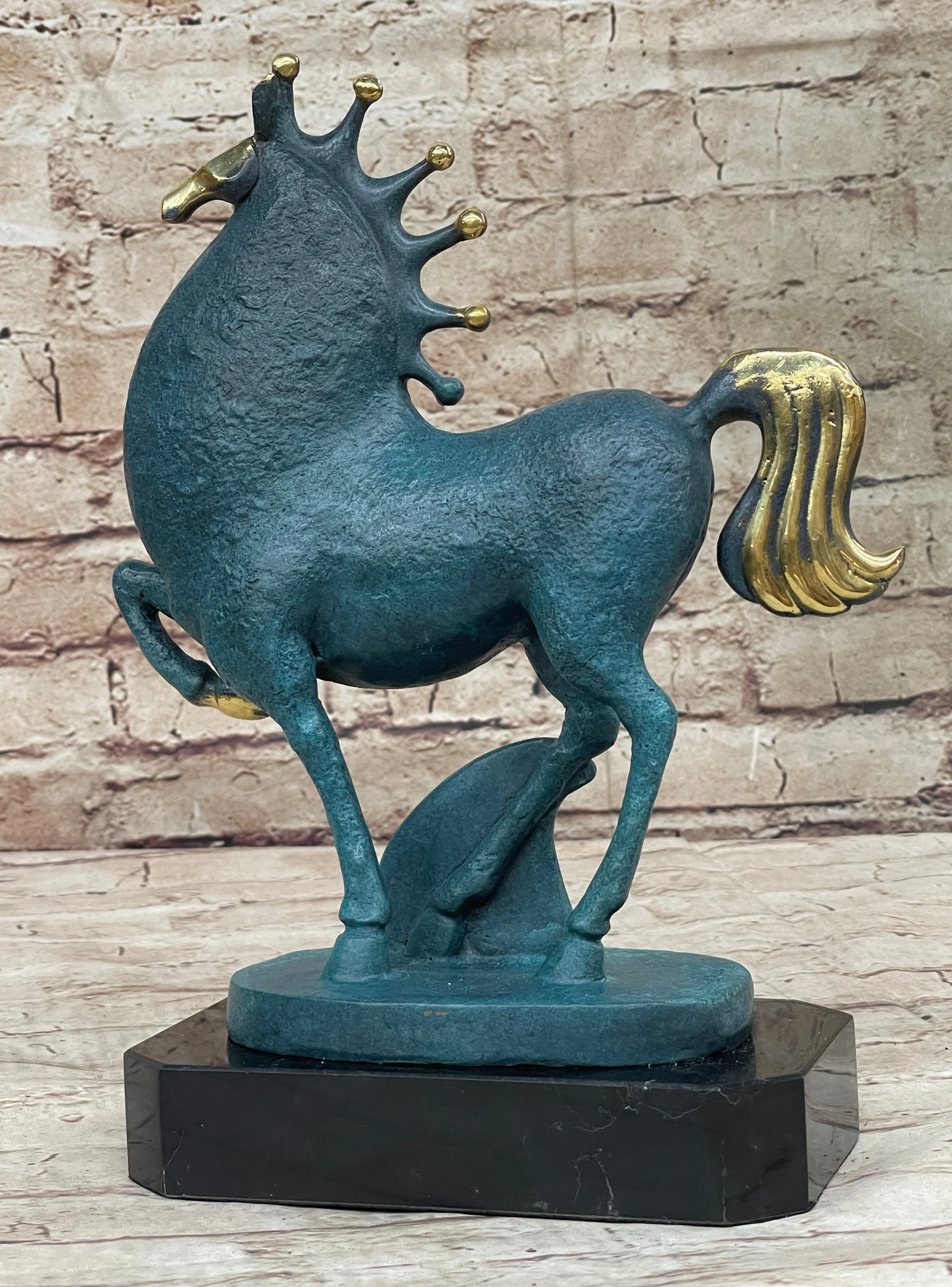 Abstract Modern Artwork Tang Horse Bronze Sculpture Marble Base Figurine Figure - Image 5