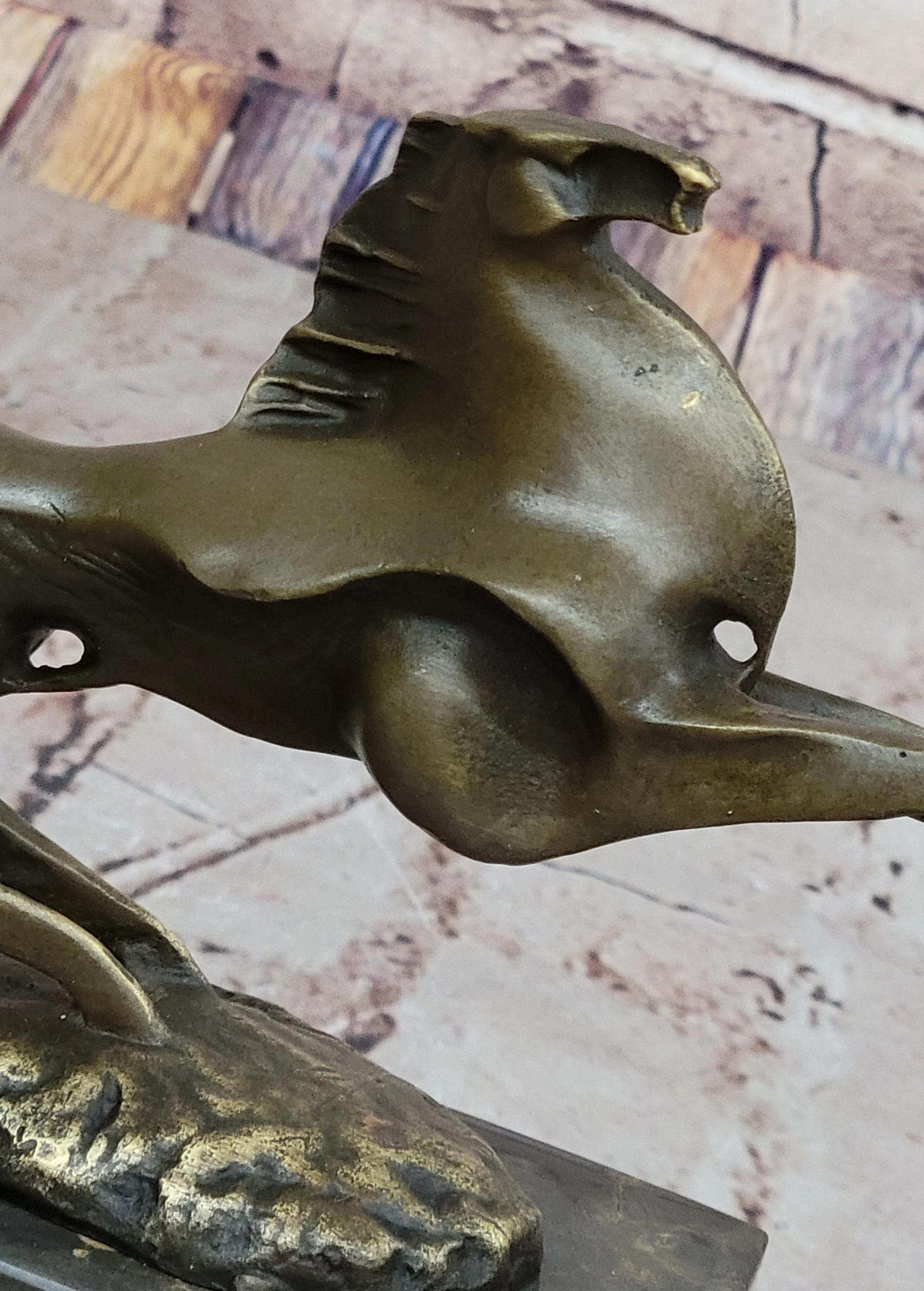 Abstract Modern Contemporary Horse Figurine Bronze Sculpture on Marble Base - Image 8