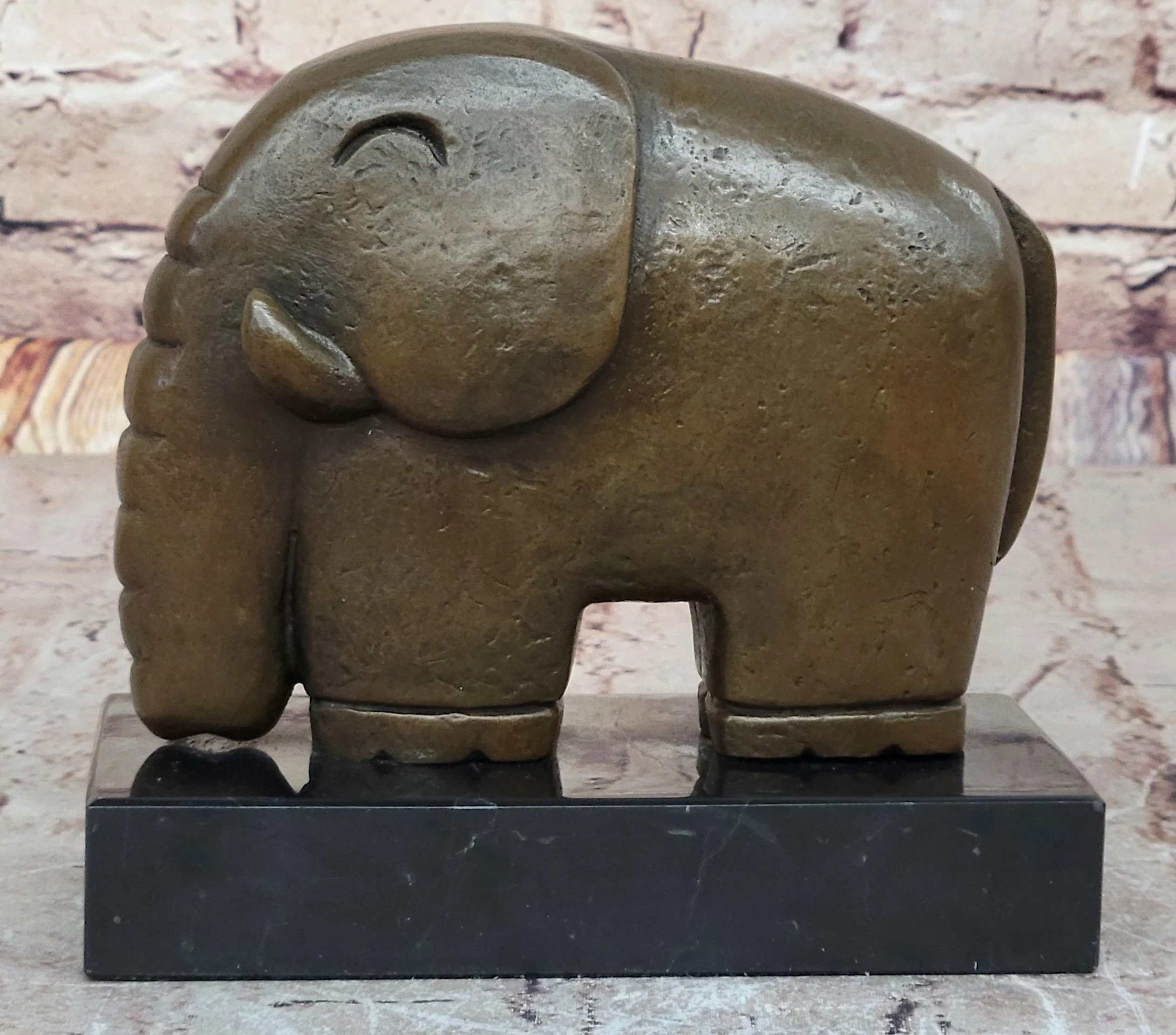 Abstract Modern Elephant Bronze Sculpture Statue Dali Art on Marble Base - Image 4