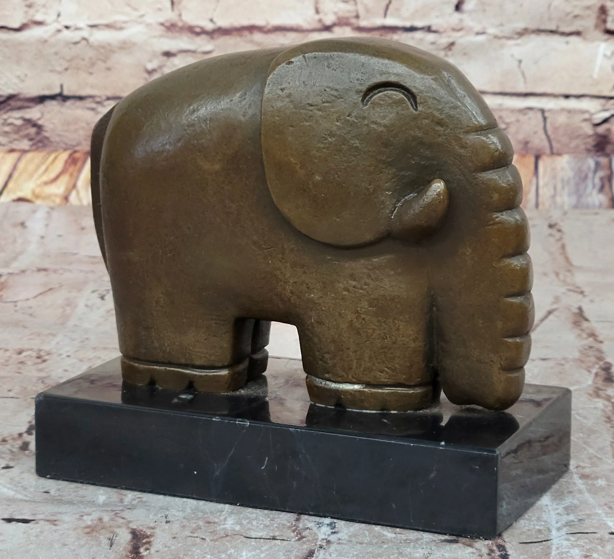 Abstract Modern Elephant Bronze Sculpture Statue Dali Art on Marble Base - Image 5