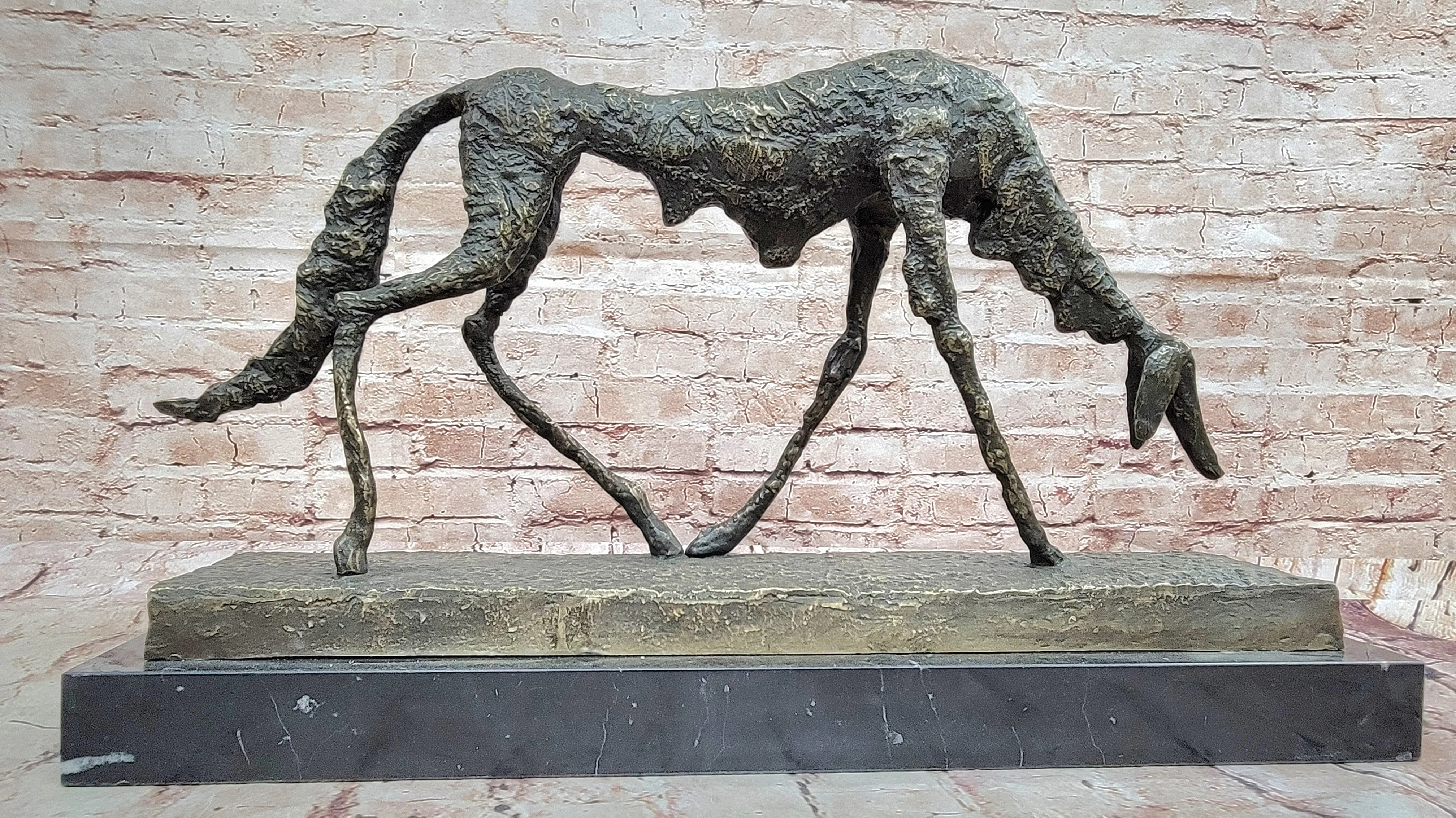 Abstract Surrealist Bronze Dog Sculpture Statue on Marble Base - Image 4