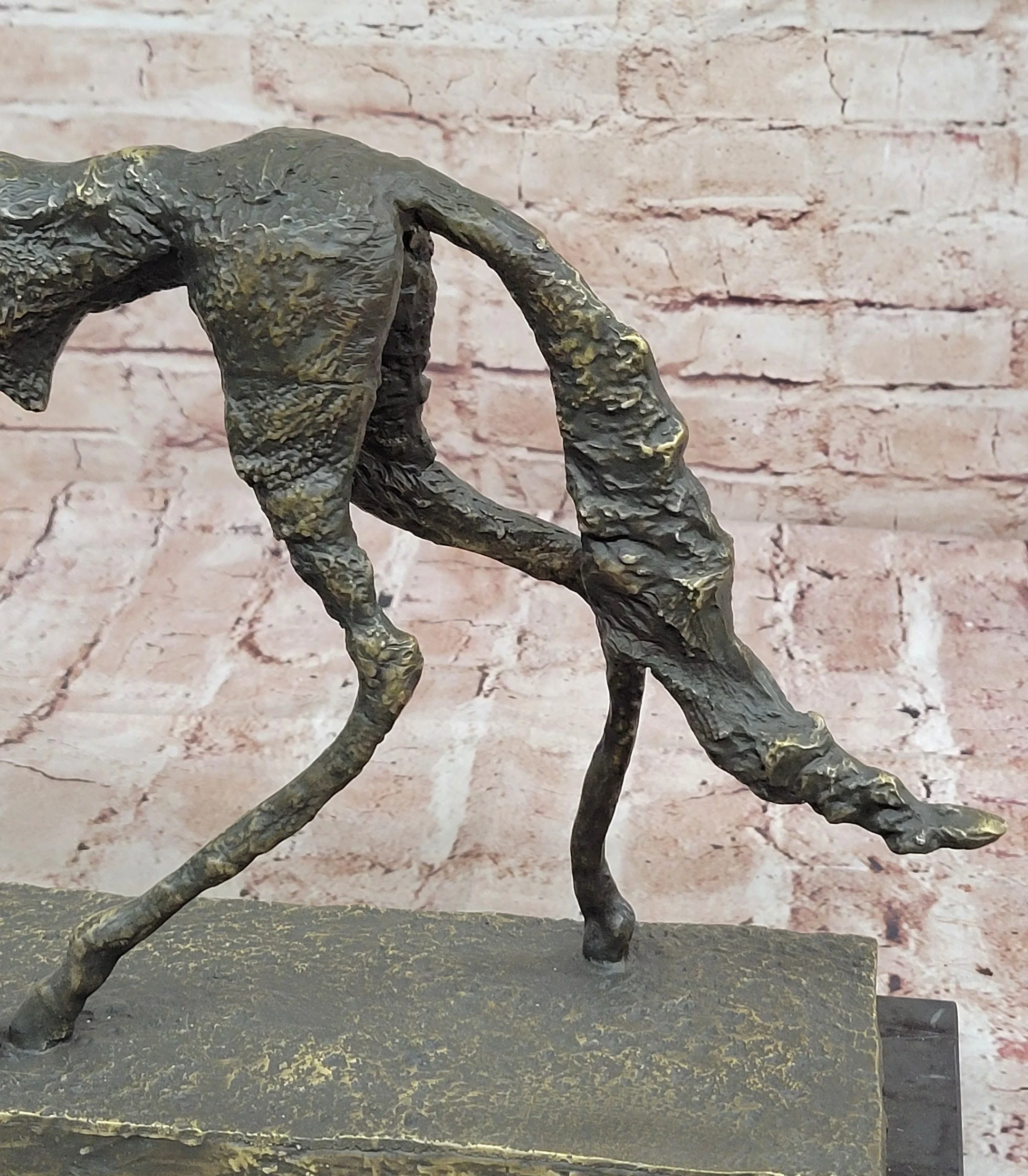 Abstract Surrealist Bronze Dog Sculpture Statue on Marble Base - Image 8