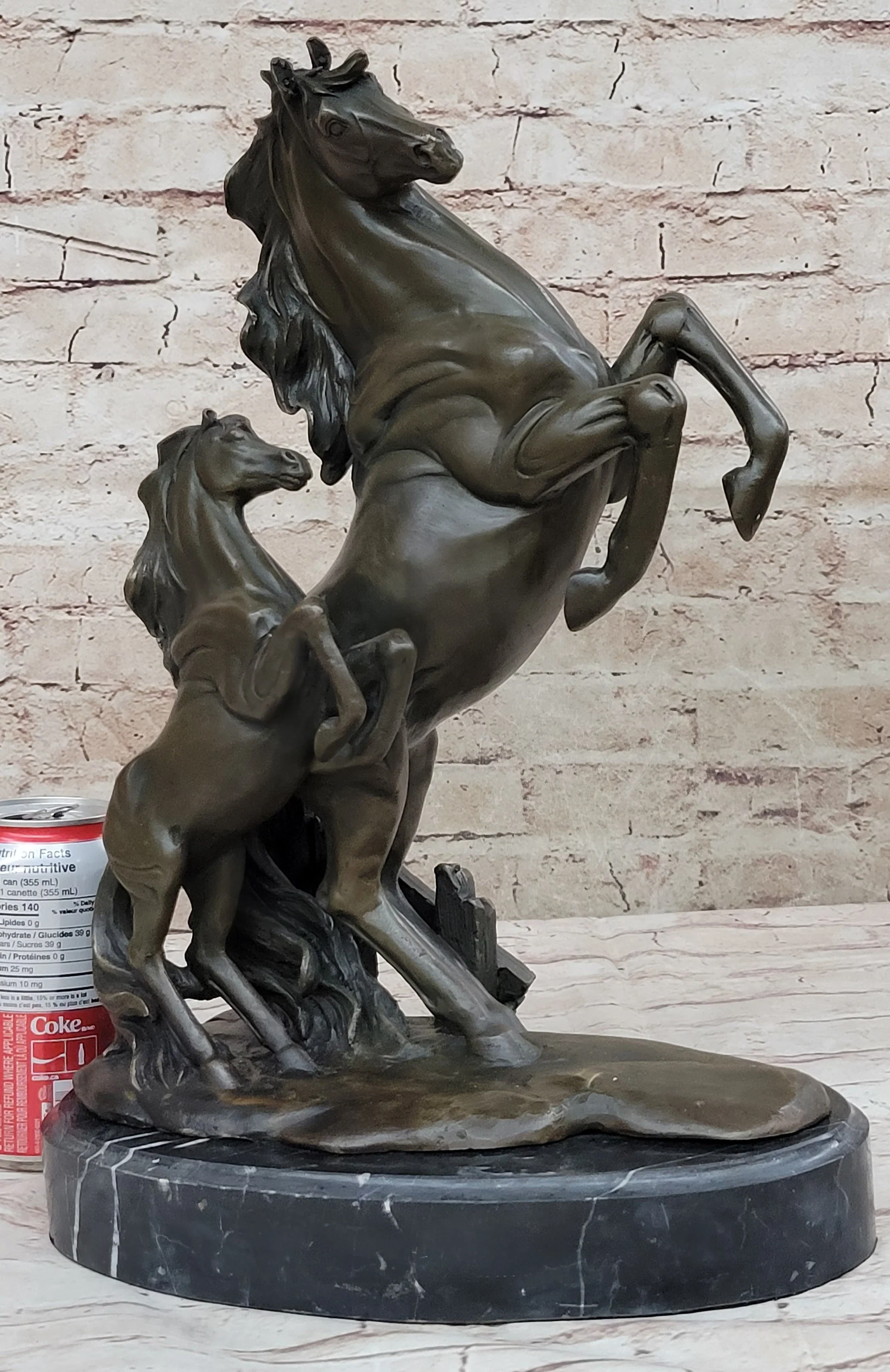 Adult and Baby Horse Pony Dual Rearing Horses Bronze Statue Sculpture Decor - Image 2