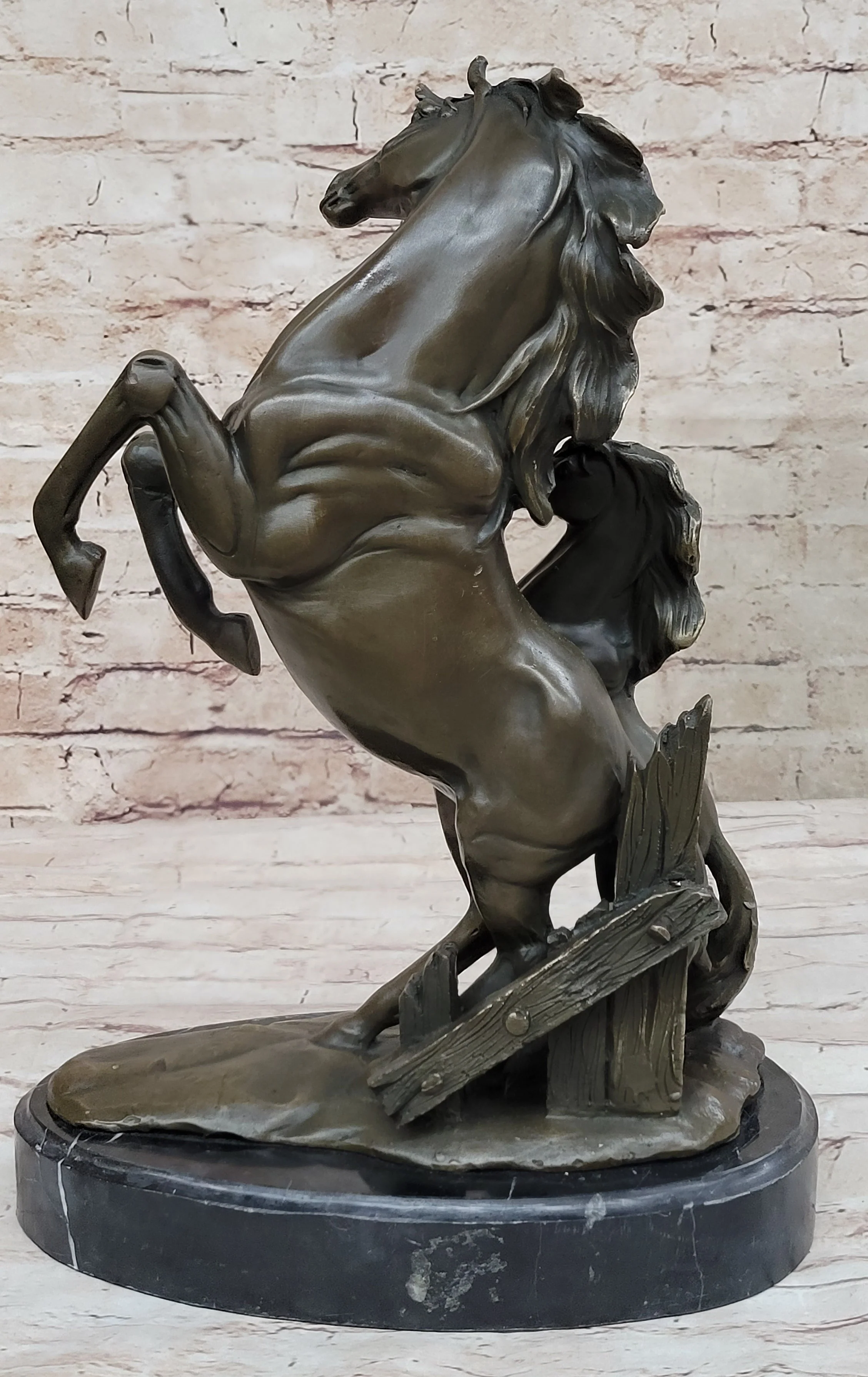 Adult and Baby Horse Pony Dual Rearing Horses Bronze Statue Sculpture Decor - Image 4
