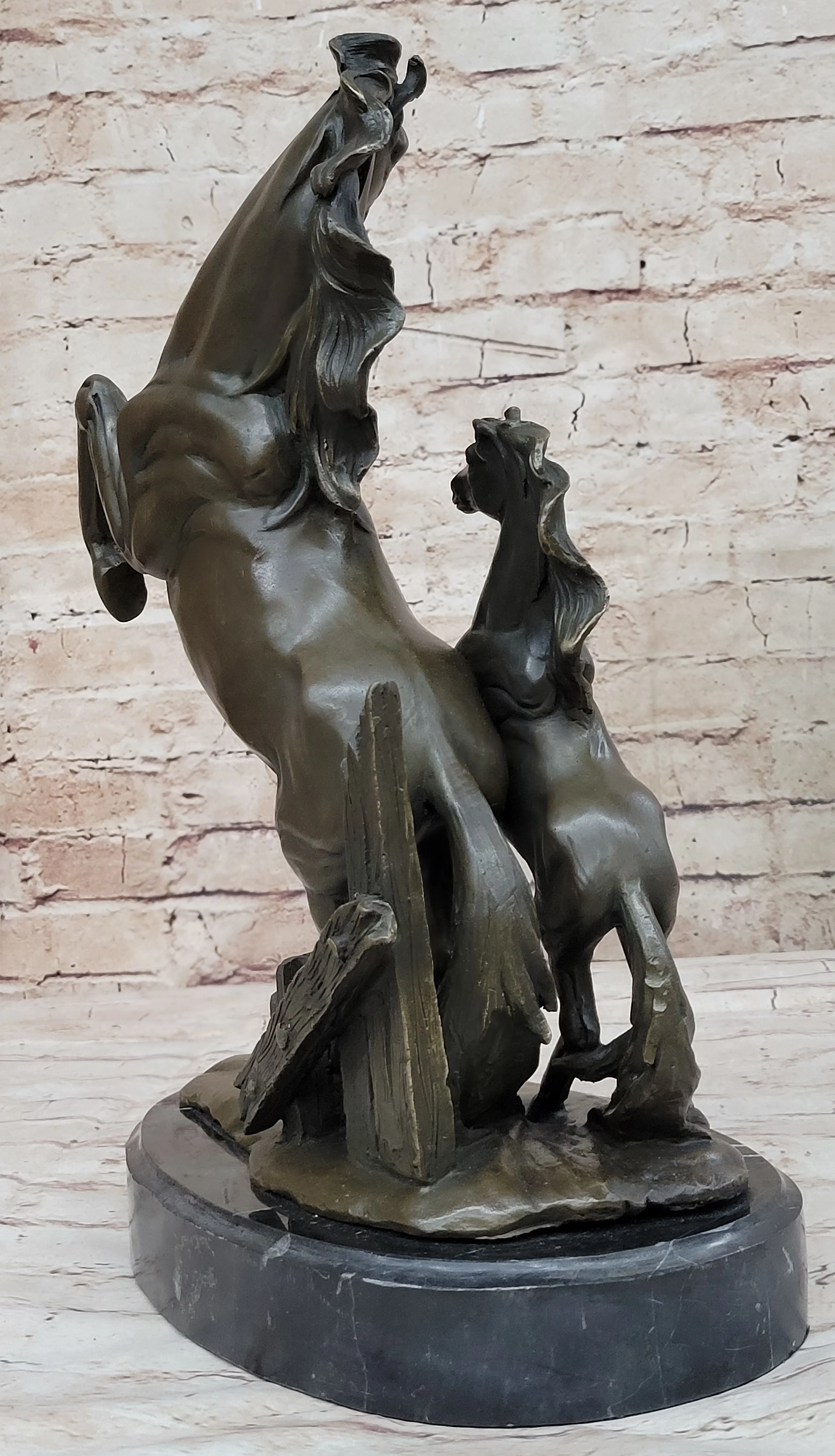 Adult and Baby Horse Pony Dual Rearing Horses Bronze Statue Sculpture Decor - Image 5