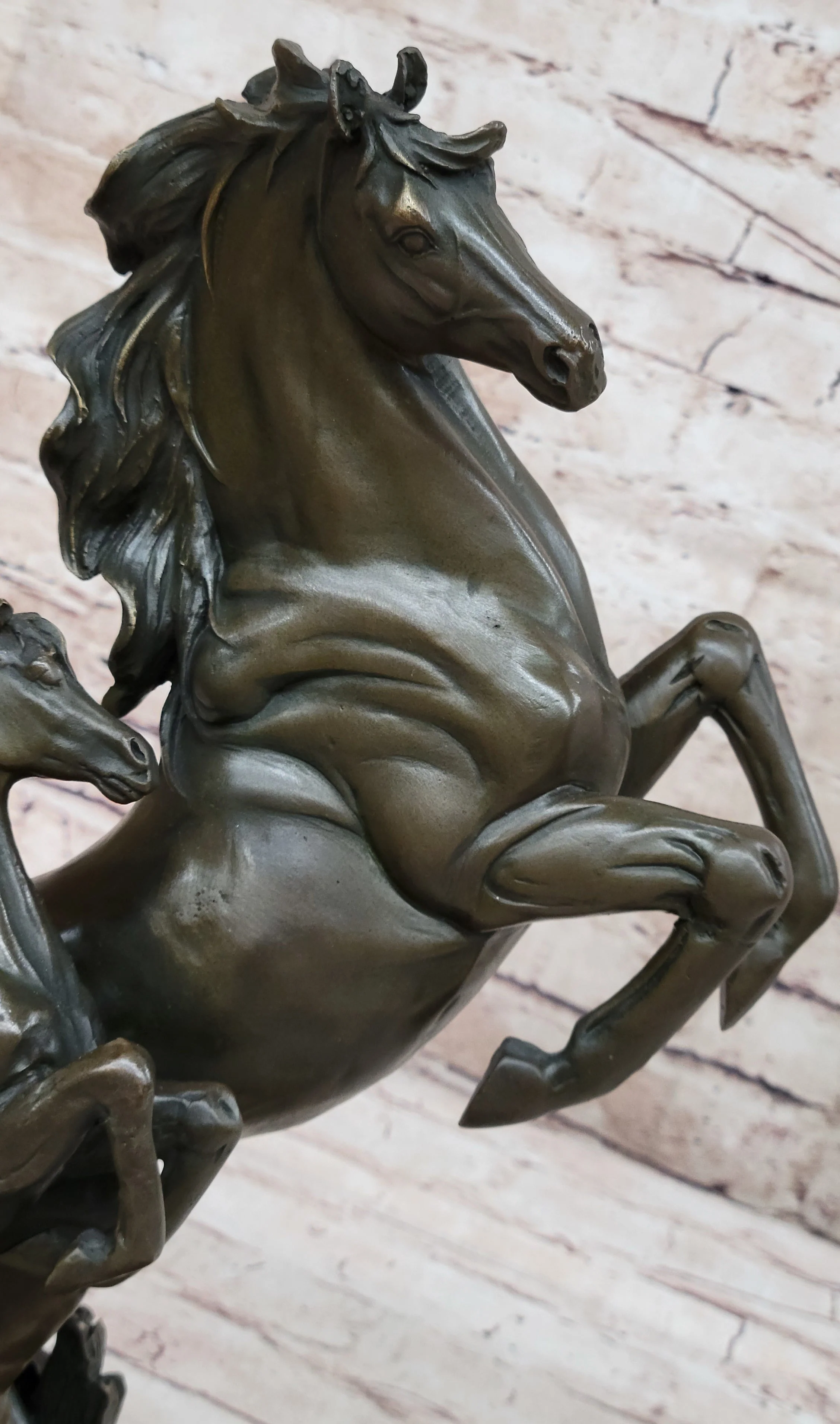 Adult and Baby Horse Pony Dual Rearing Horses Bronze Statue Sculpture Decor - Image 7