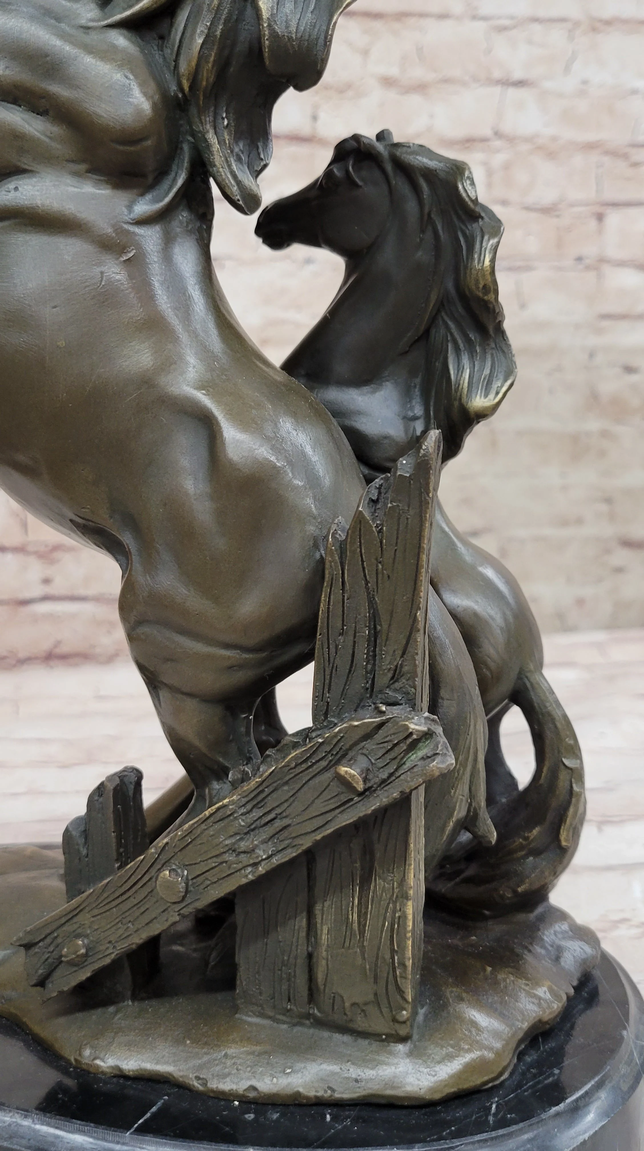 Adult and Baby Horse Pony Dual Rearing Horses Bronze Statue Sculpture Decor - Image 9