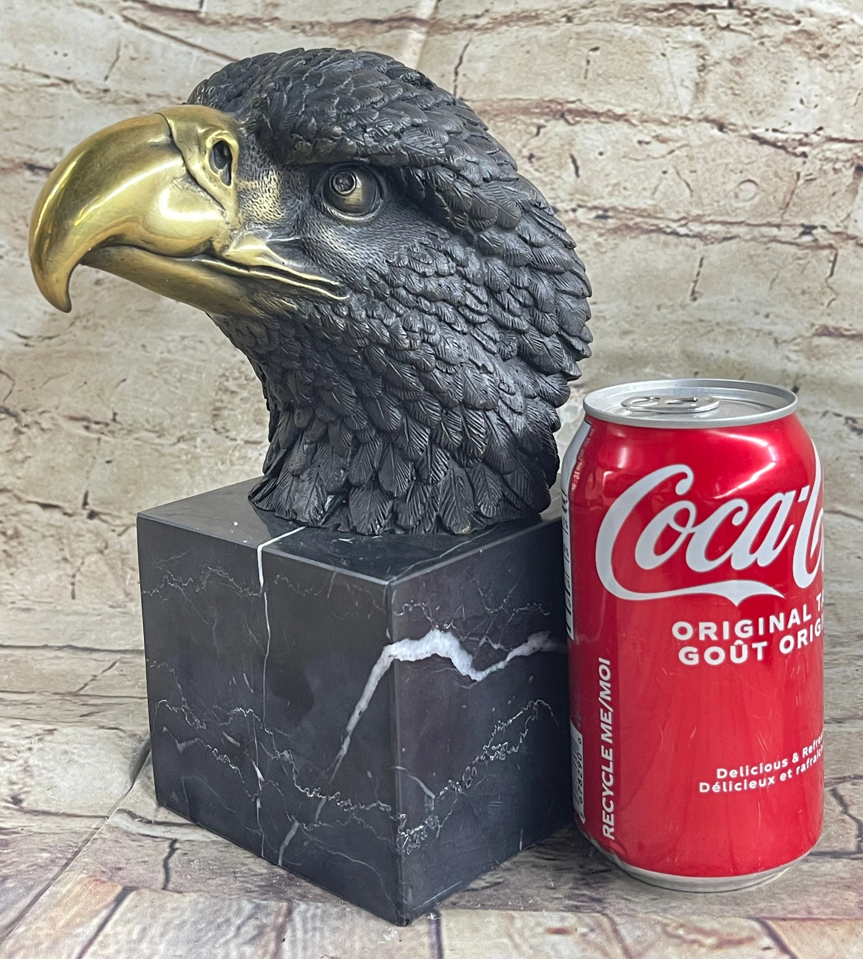 American Bald Eagle Head Bronze Metal Bust Sculpture Statue on Marble Base by Milo - Image 2